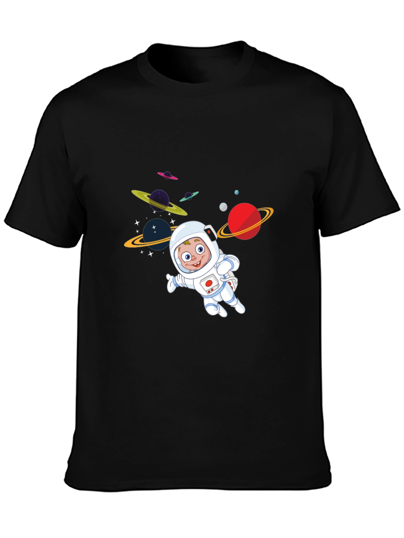Cartoon Astronaut T-Shirt - Outer Space Design