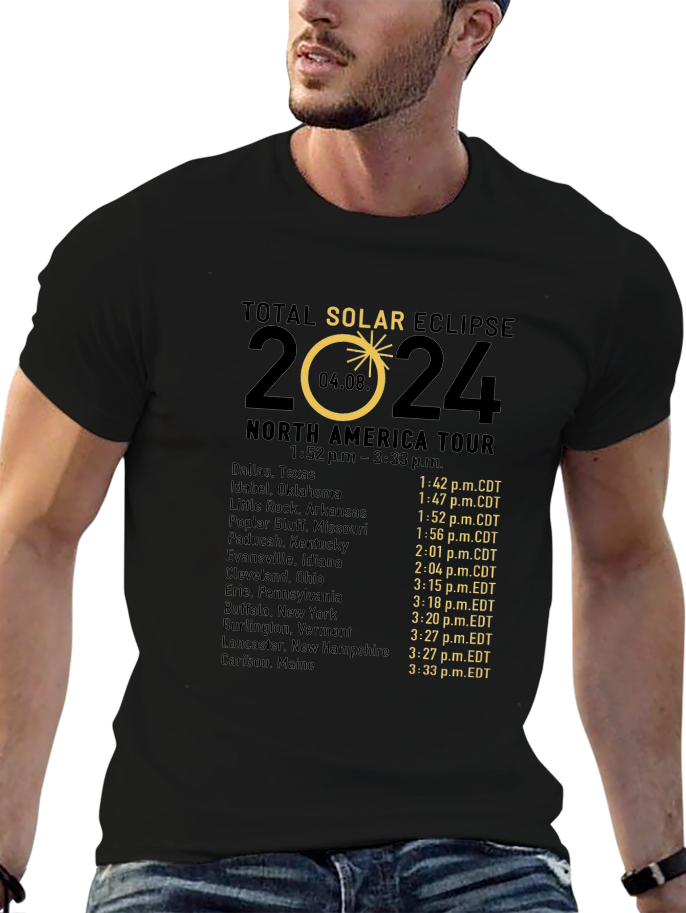 Total Solar Eclipse 2024 North America Tour T-Shirt