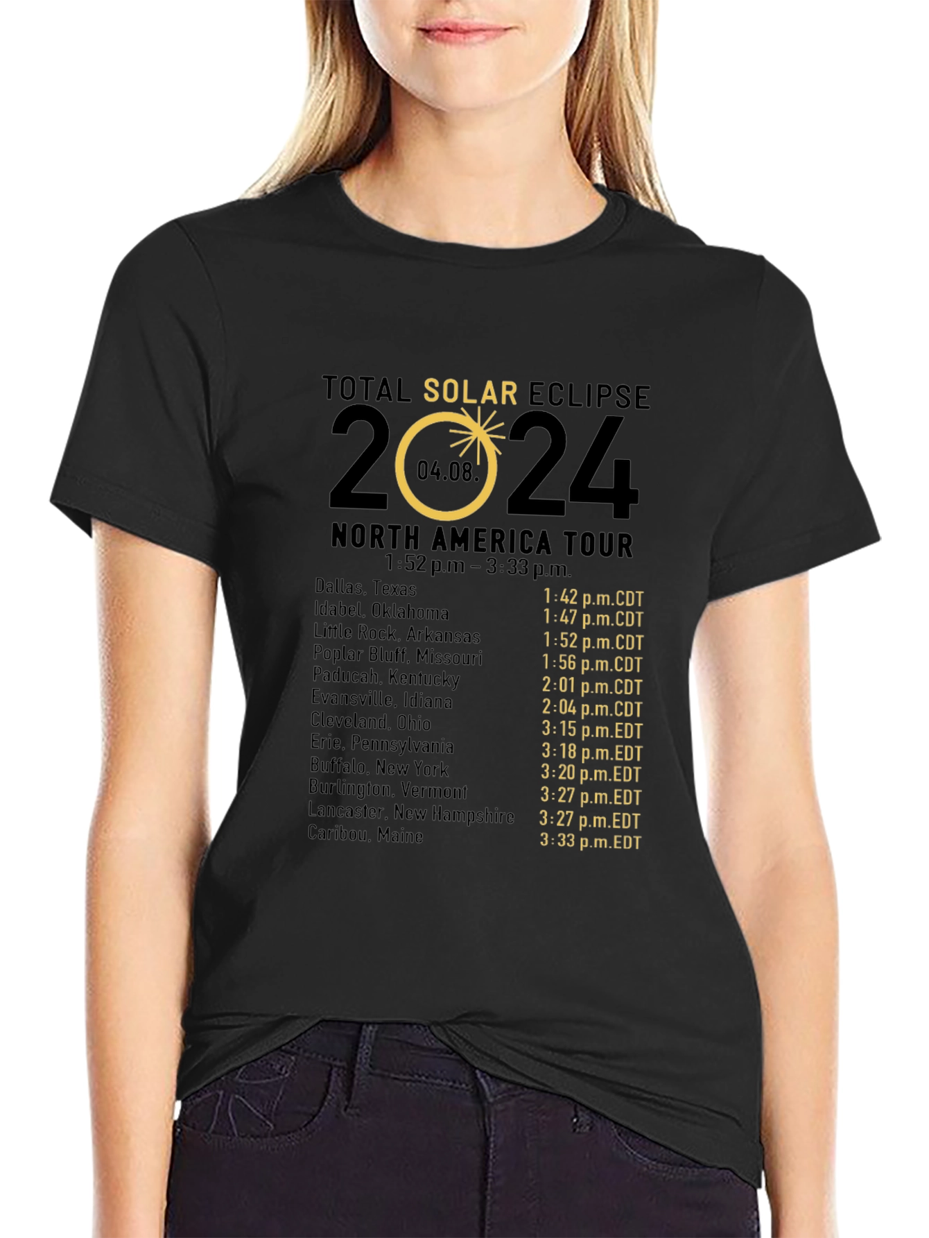Total Solar Eclipse 2024 North America Tour T-Shirt