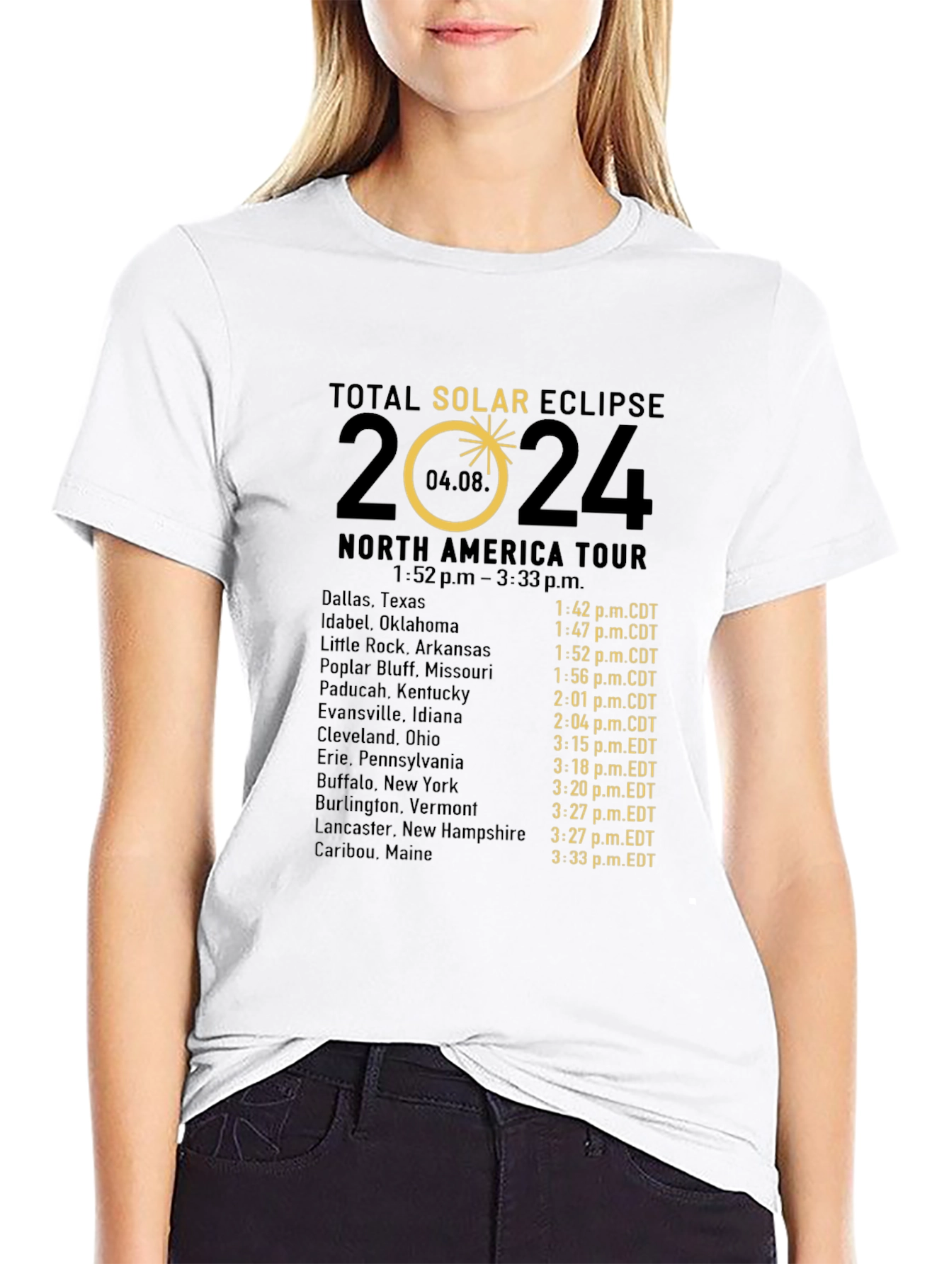Total Solar Eclipse 2024 North America Tour T-Shirt