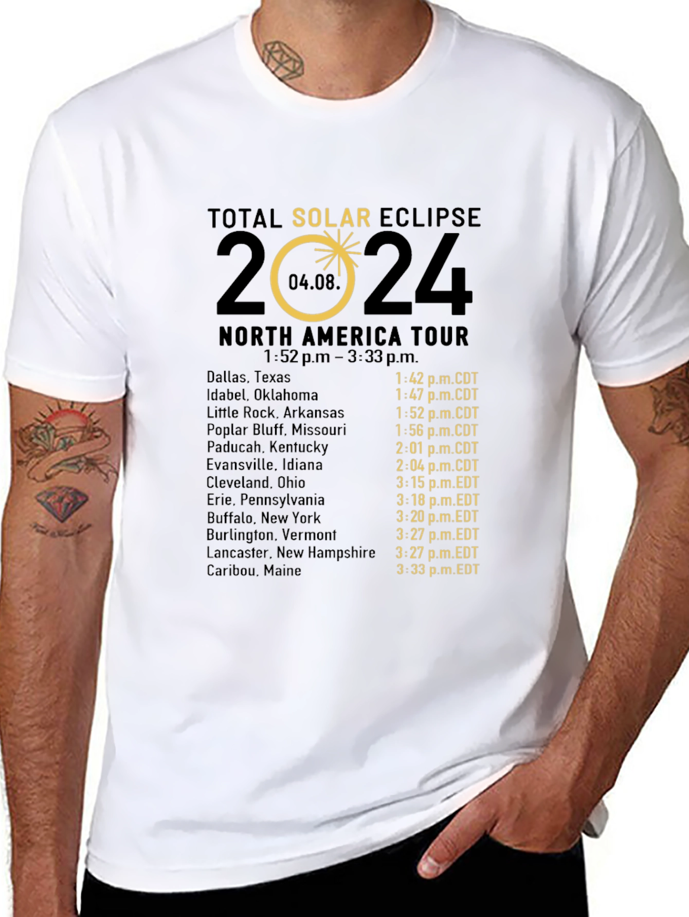 Total Solar Eclipse 2024 North America Tour T-Shirt