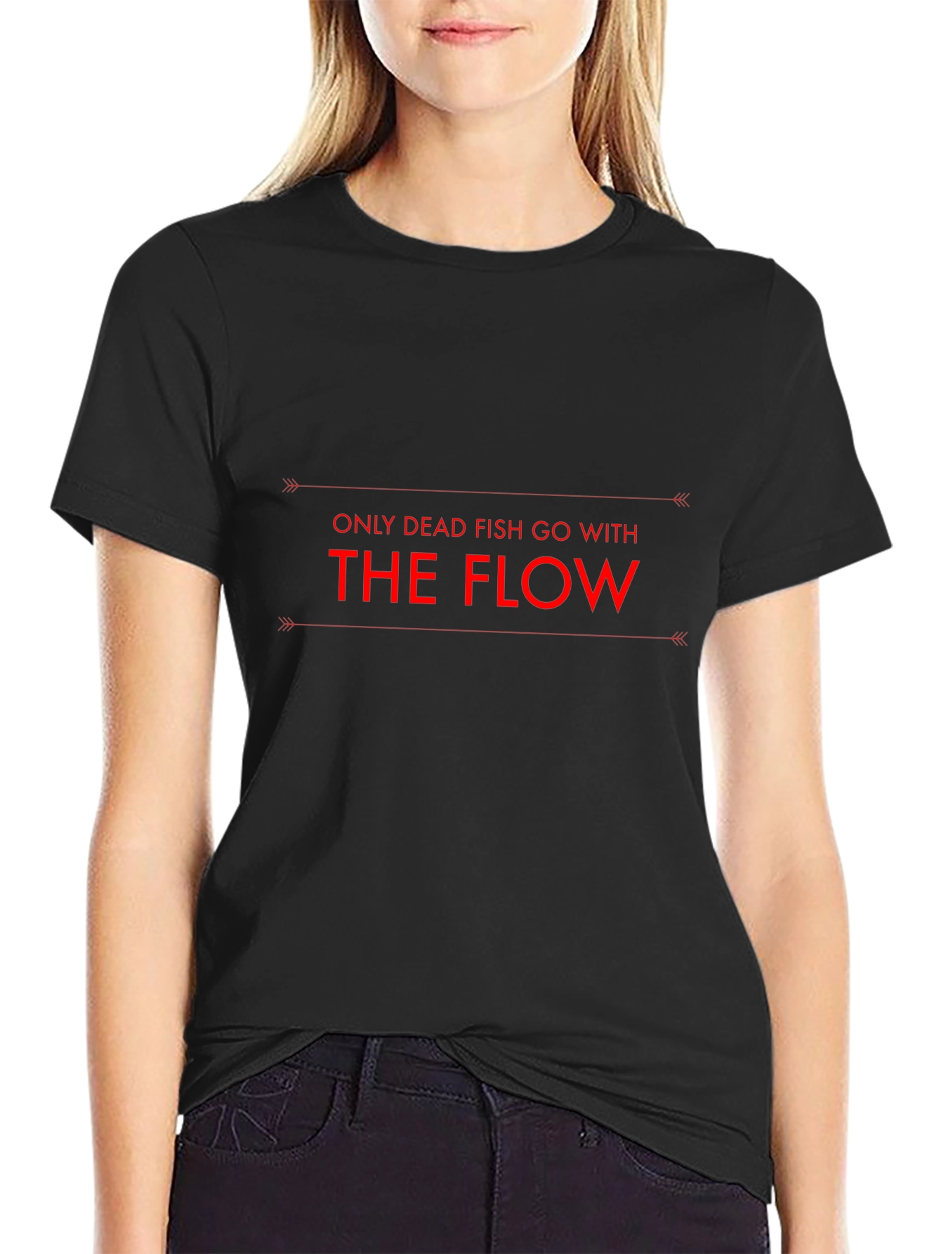 Dead Fish Go With the Flow Black T-Shirt