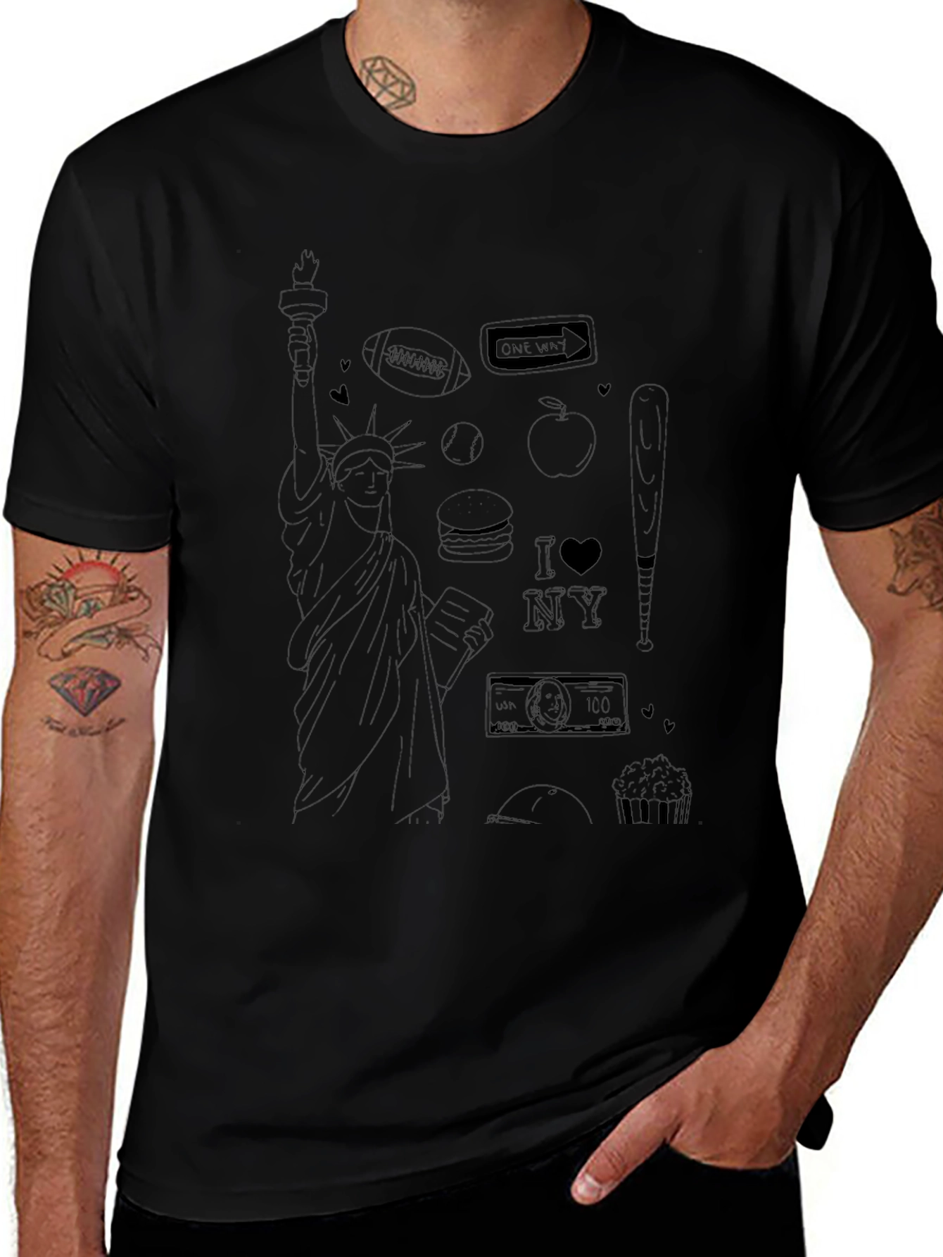 NYC Doodle T-Shirt | Mens Black Short Sleeve