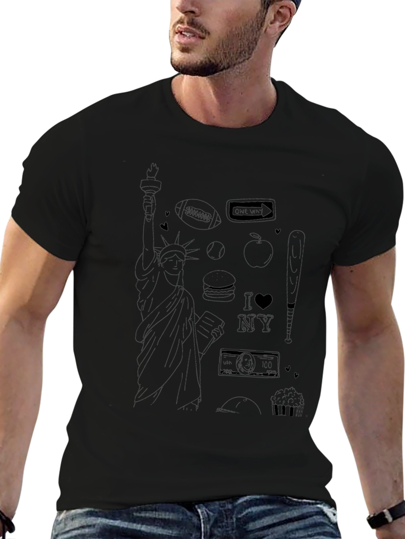 NYC Doodle T-Shirt | Mens Black Short Sleeve