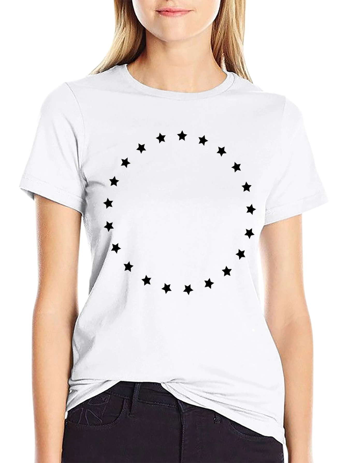 Black T-Shirt with Star Circle Design