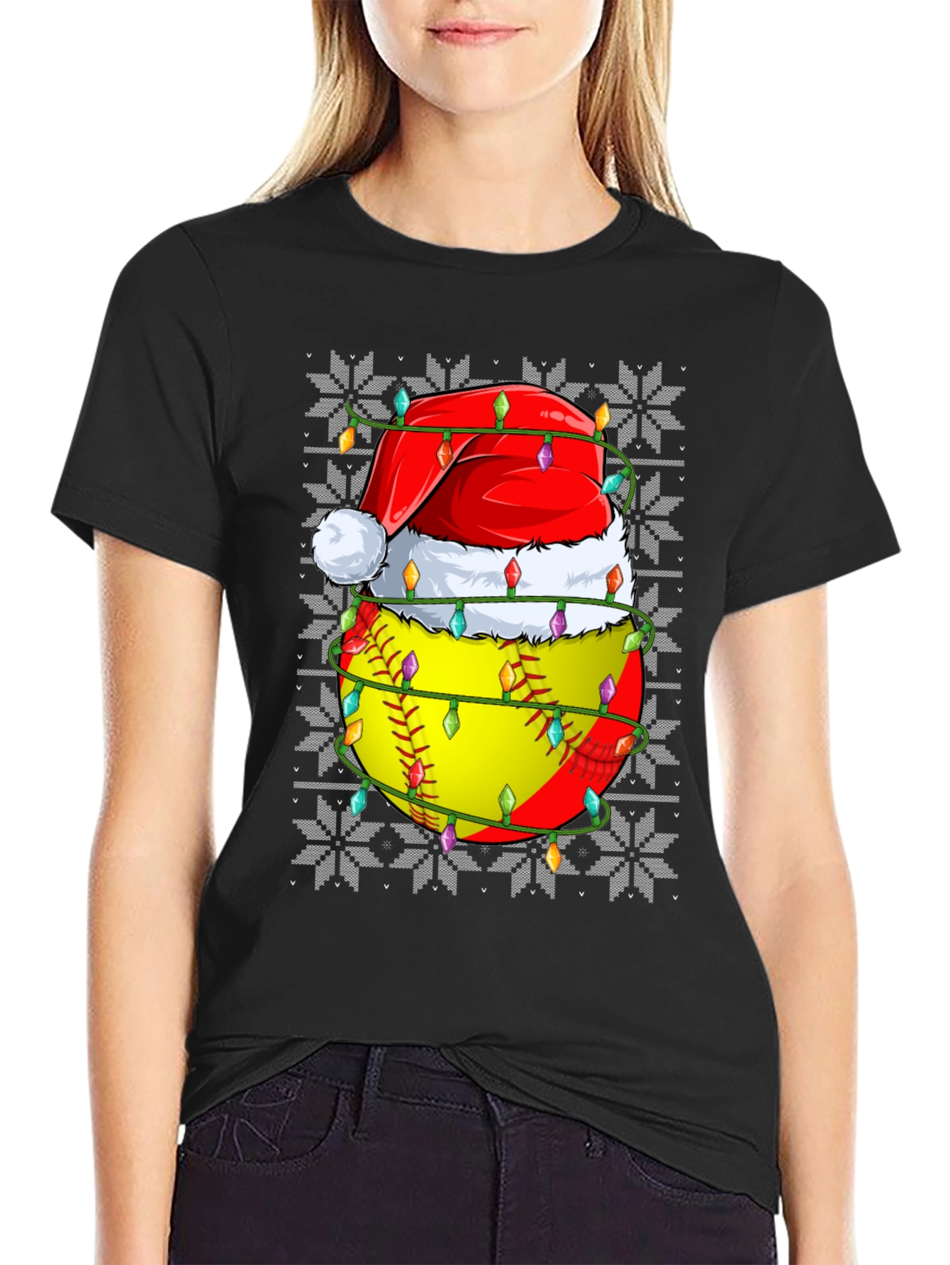 Festive Softball Christmas T-Shirt