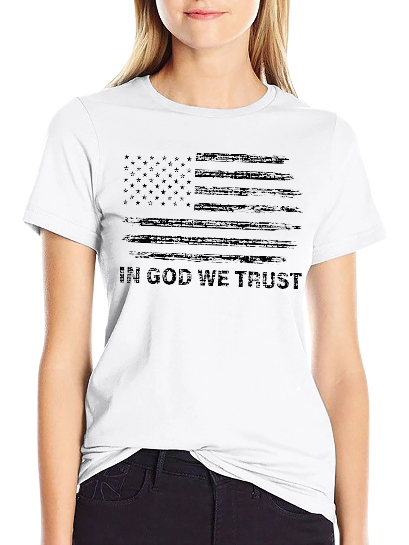 Distressed American Flag In God We Trust T-Shirt