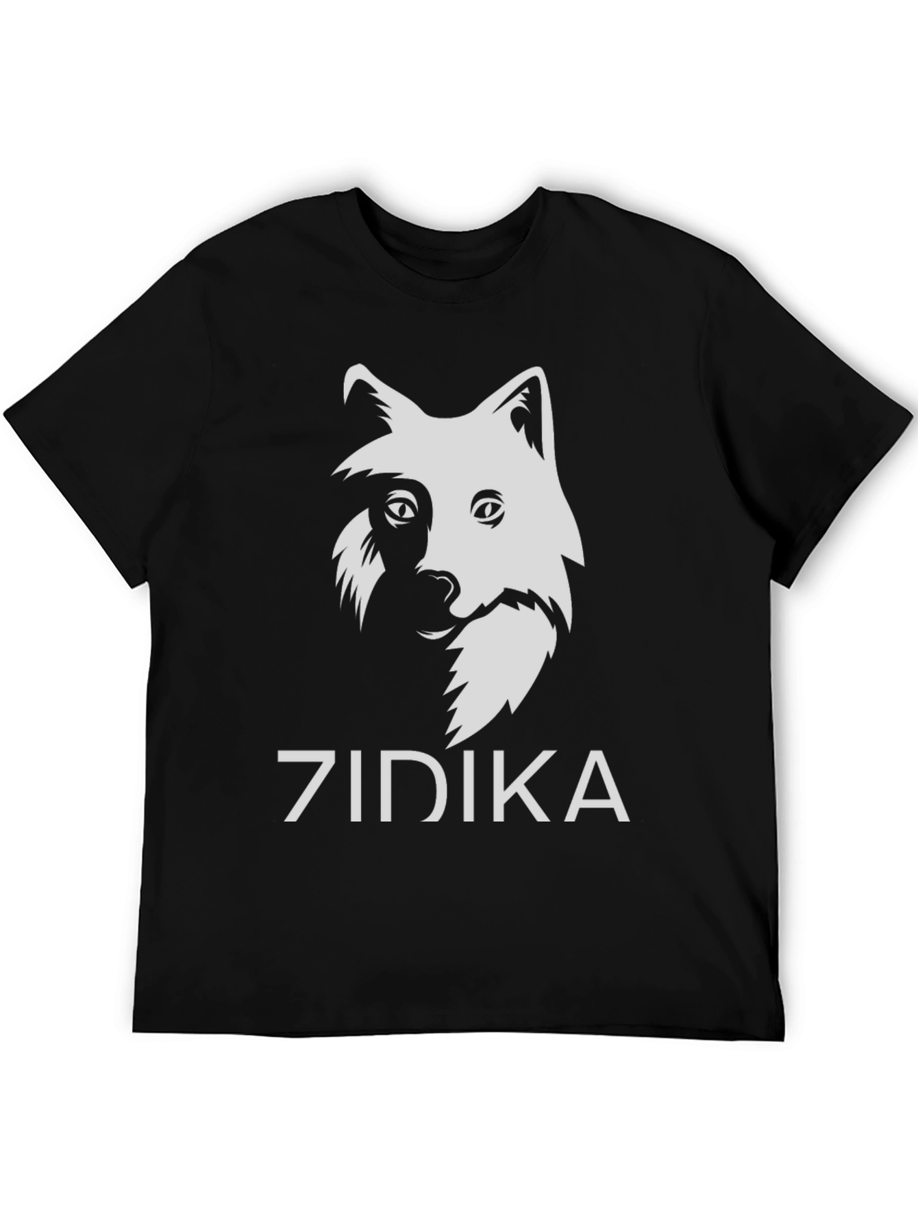 Zidika Black T-Shirt with Wolf Design