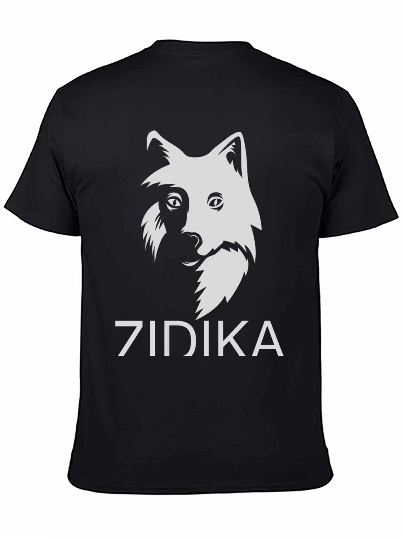 Zidika Black T-Shirt with Wolf Design