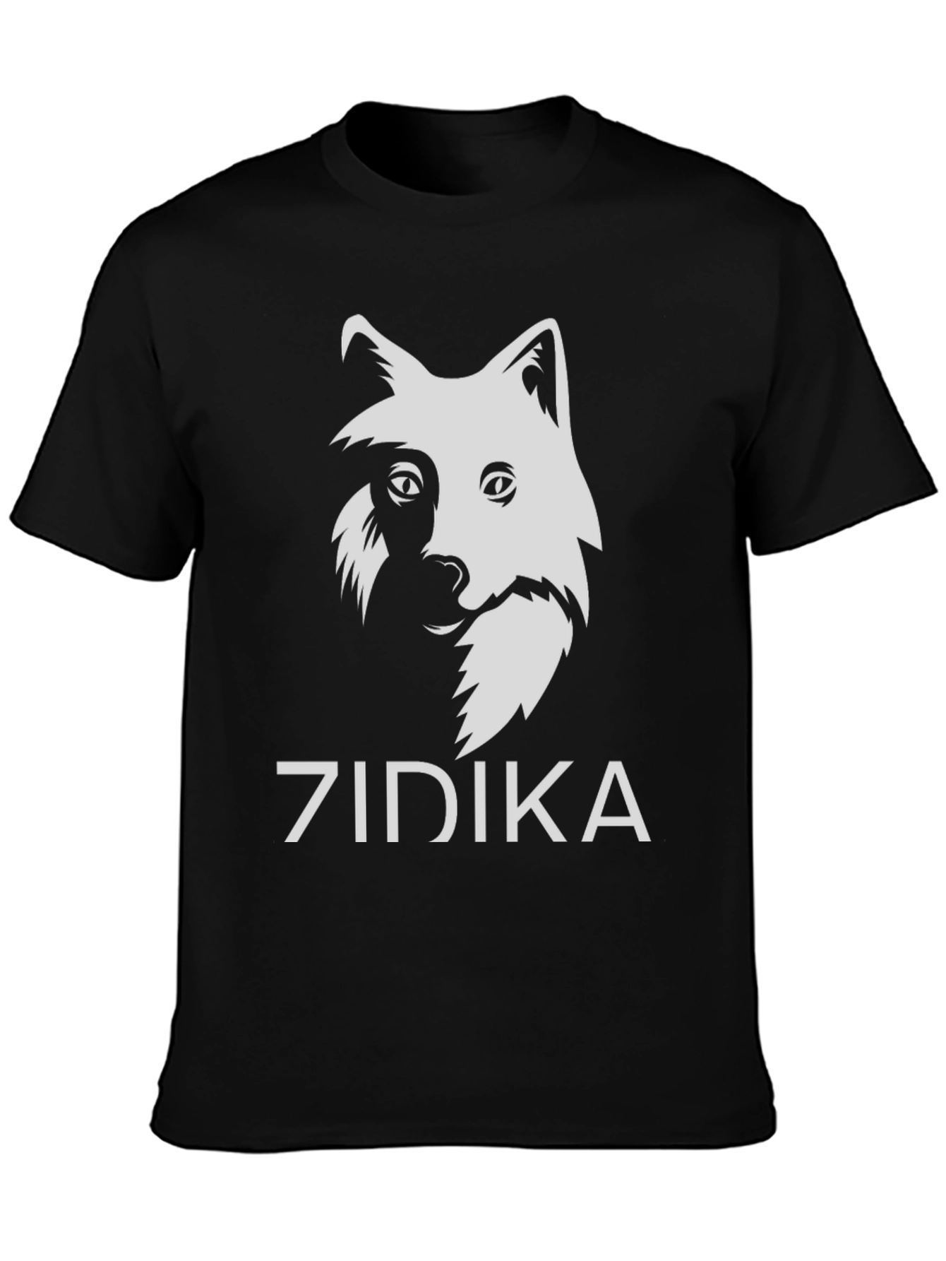 Zidika Black T-Shirt with Wolf Design