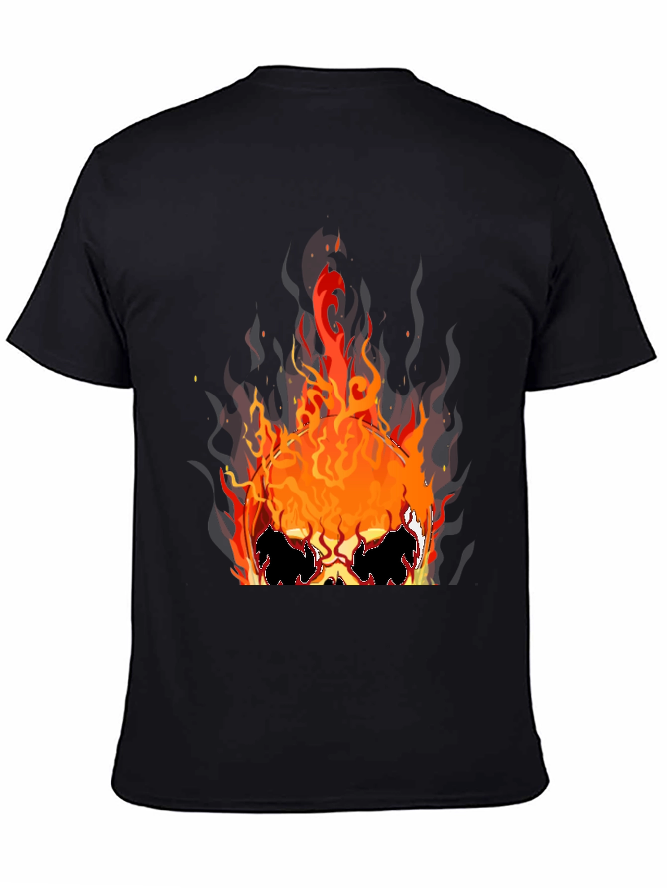 Flaming Skull Graphic Tee - Black