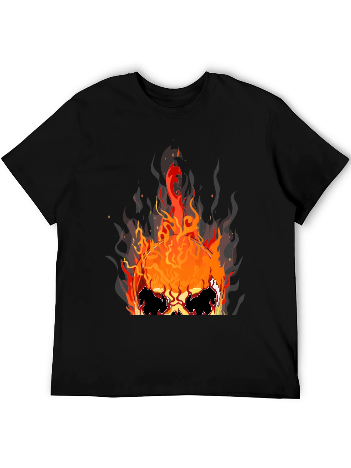 Flaming Skull Graphic Tee - Black