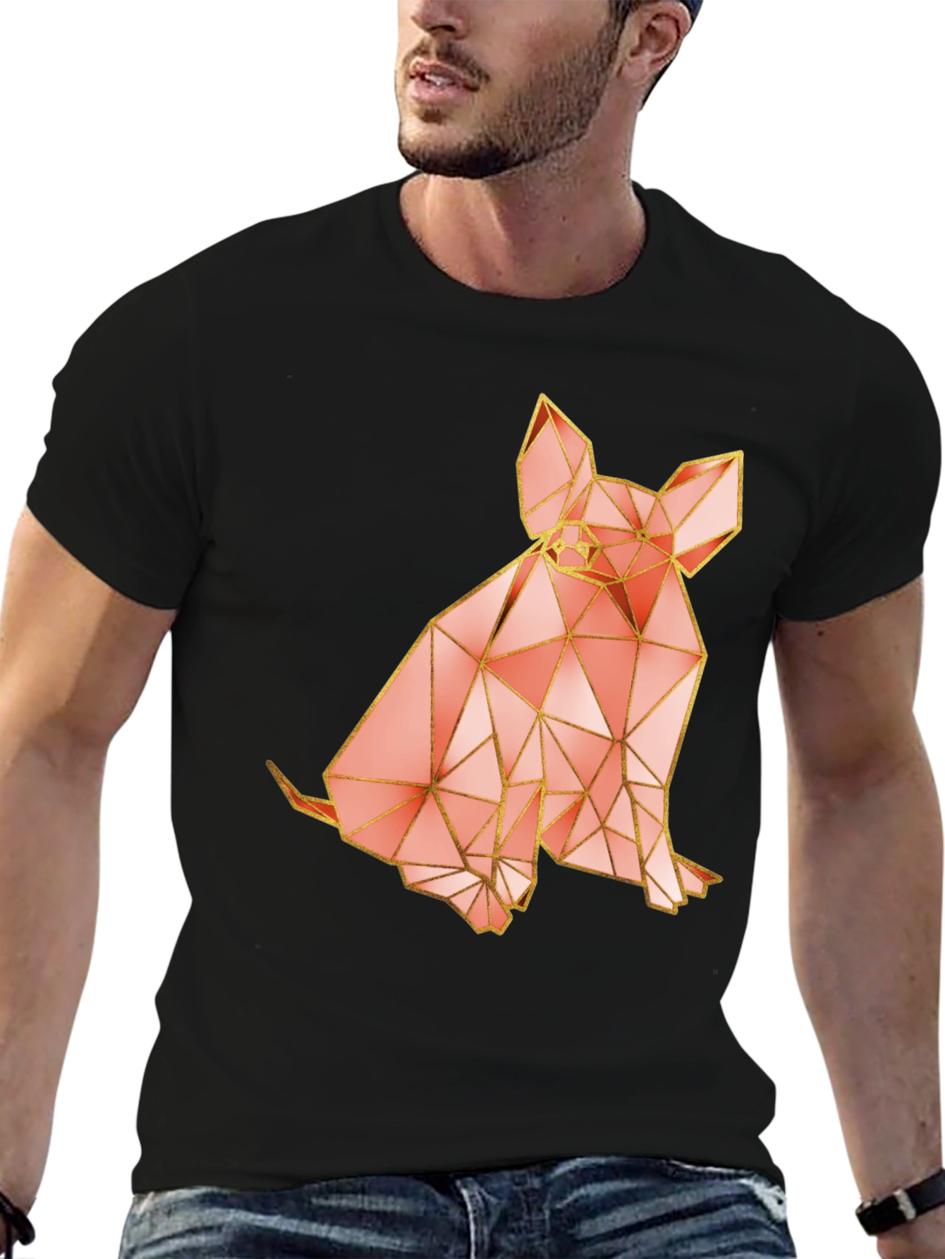 Geometric Dog Graphic T-Shirt