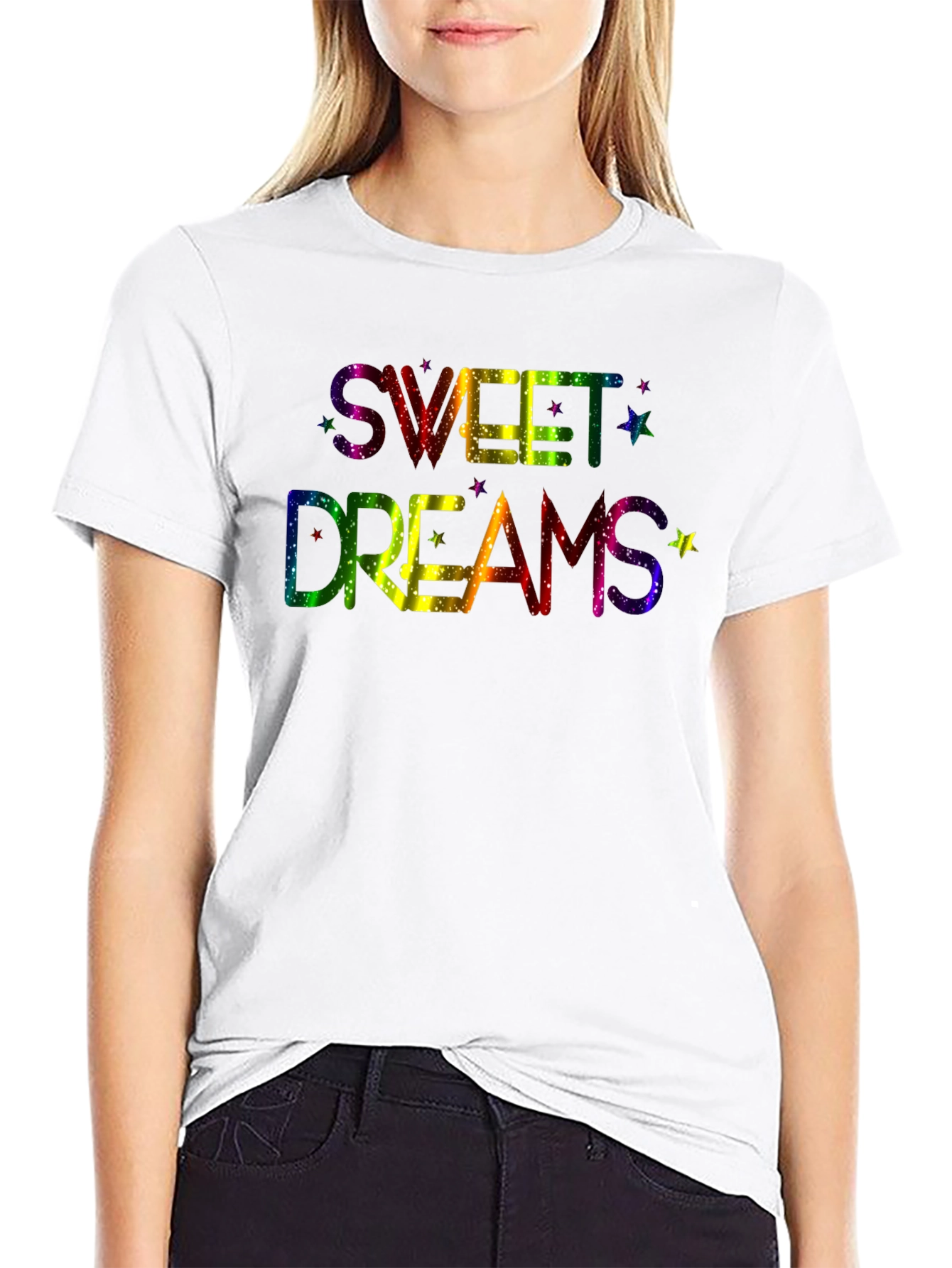 Sweet Dreams Rainbow Graphic Black T-Shirt