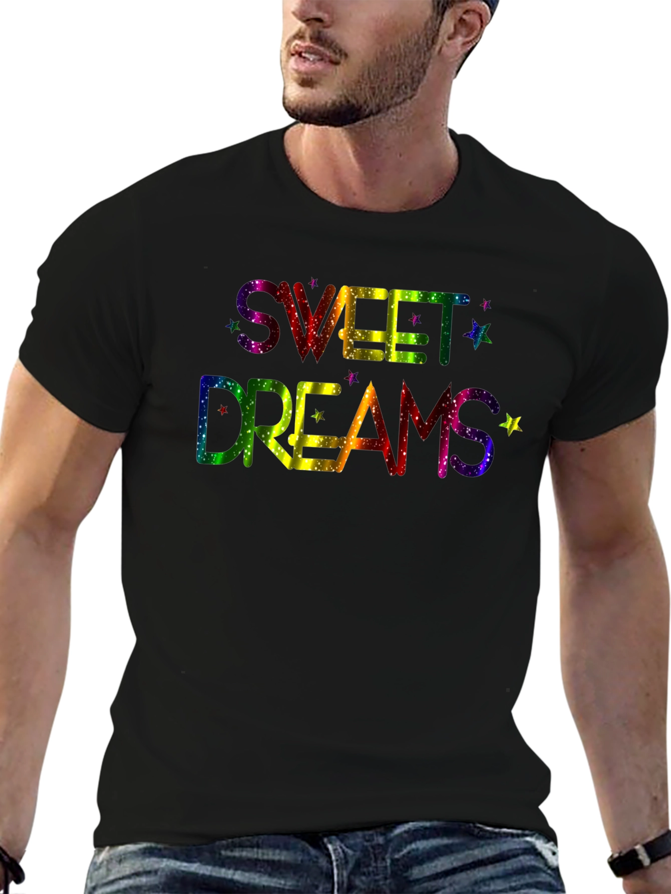 Sweet Dreams Rainbow Graphic Black T-Shirt
