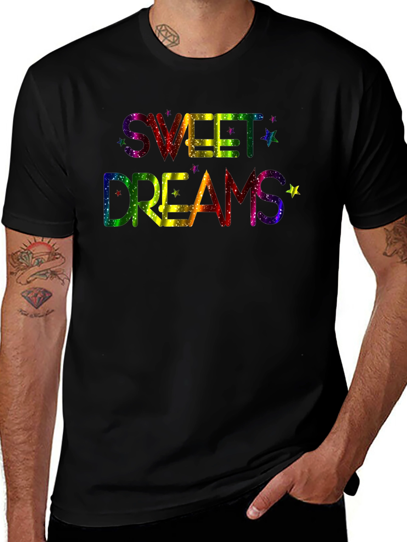 Sweet Dreams Rainbow Graphic Black T-Shirt