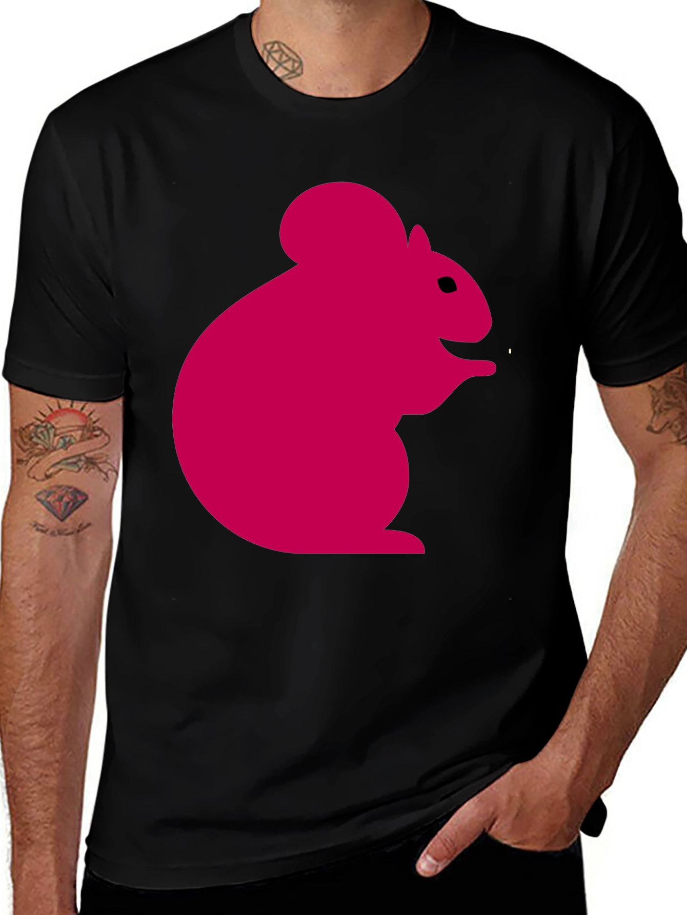 Pink Squirrel Graphic Tee - Mens Black T-Shirt