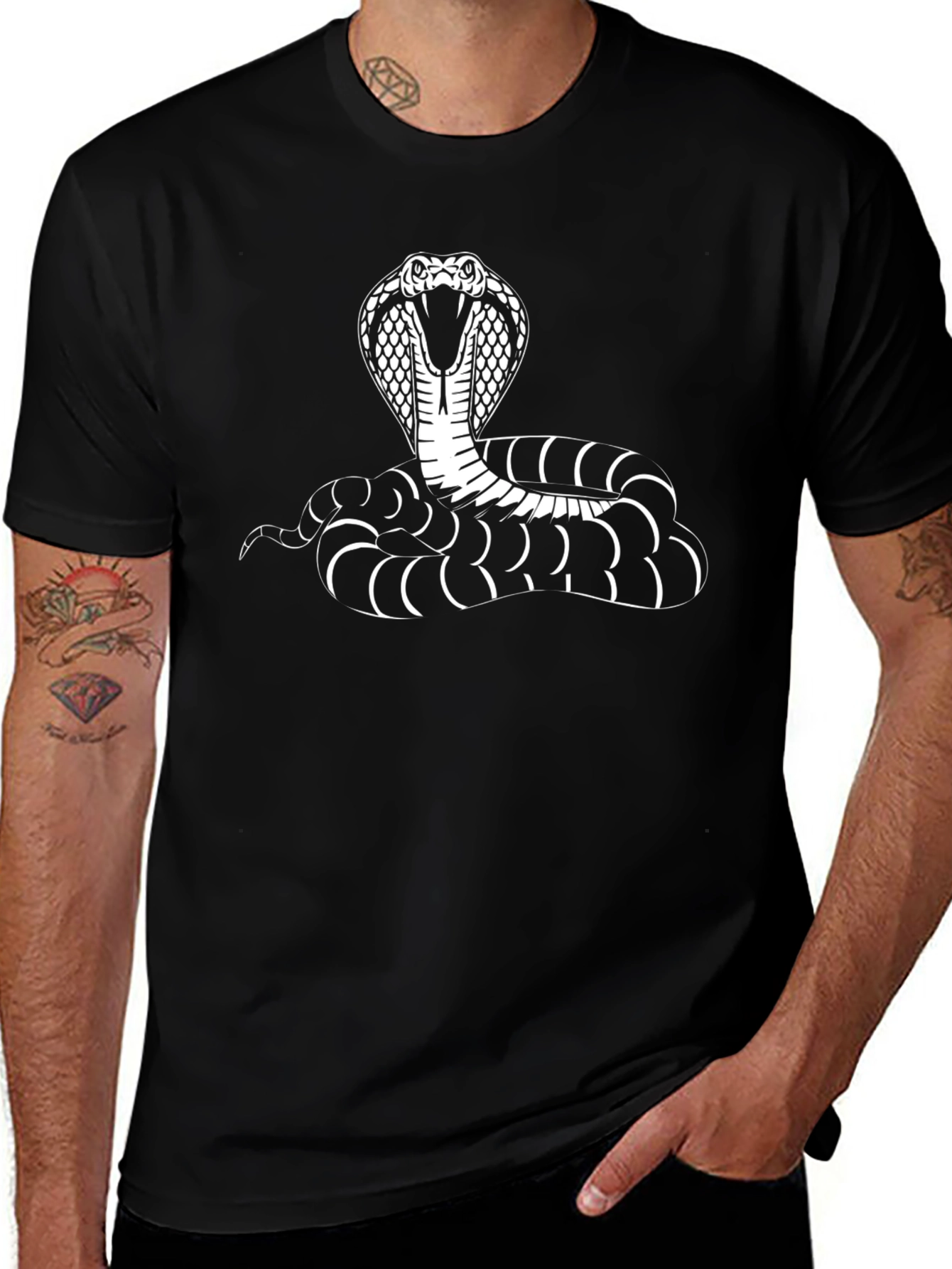 Black Cobra Graphic Tee - Snake Design