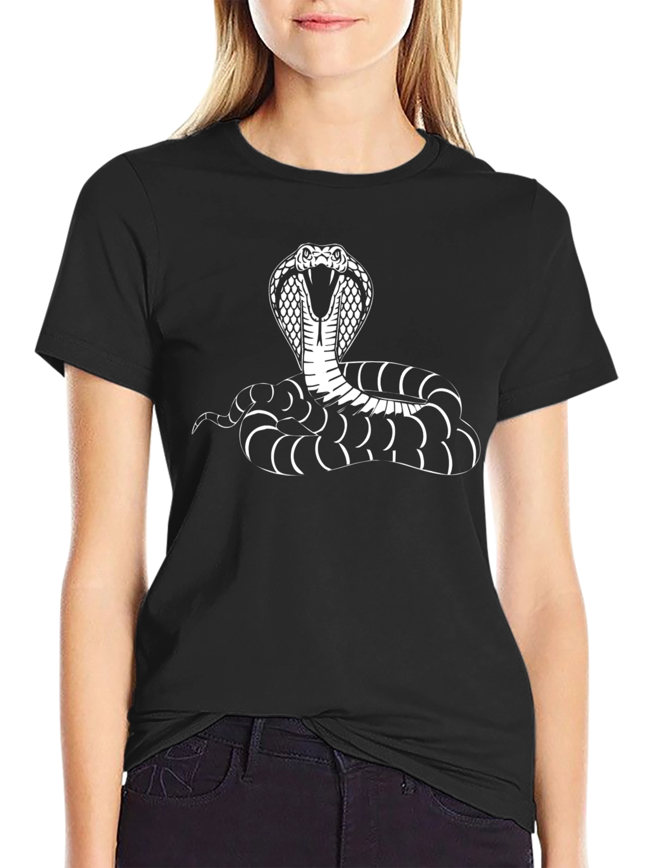 Black Cobra Graphic Tee - Snake Design