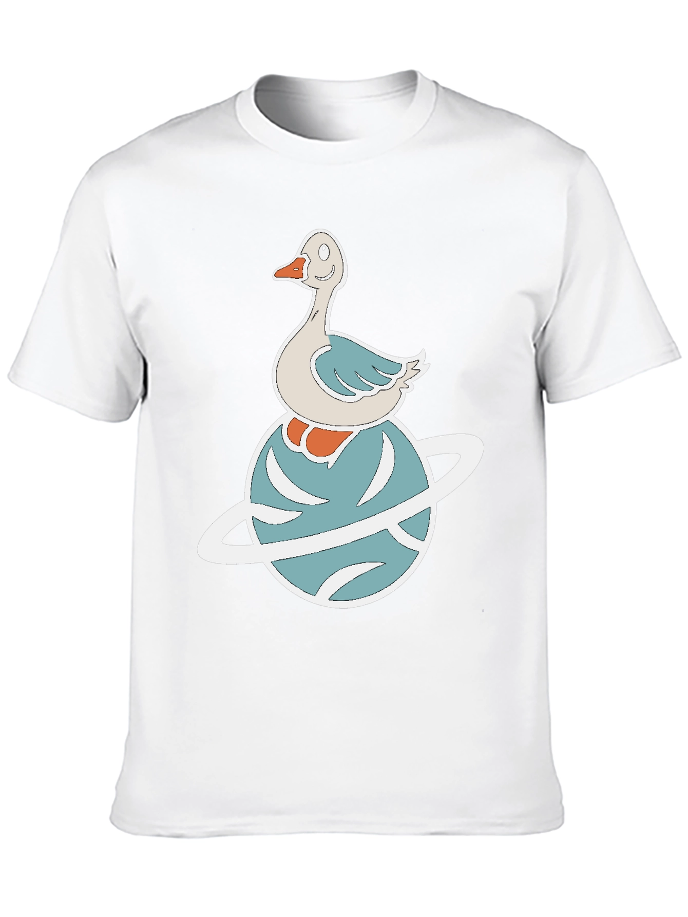 Whimsical Goose on Planet Graphic Tee