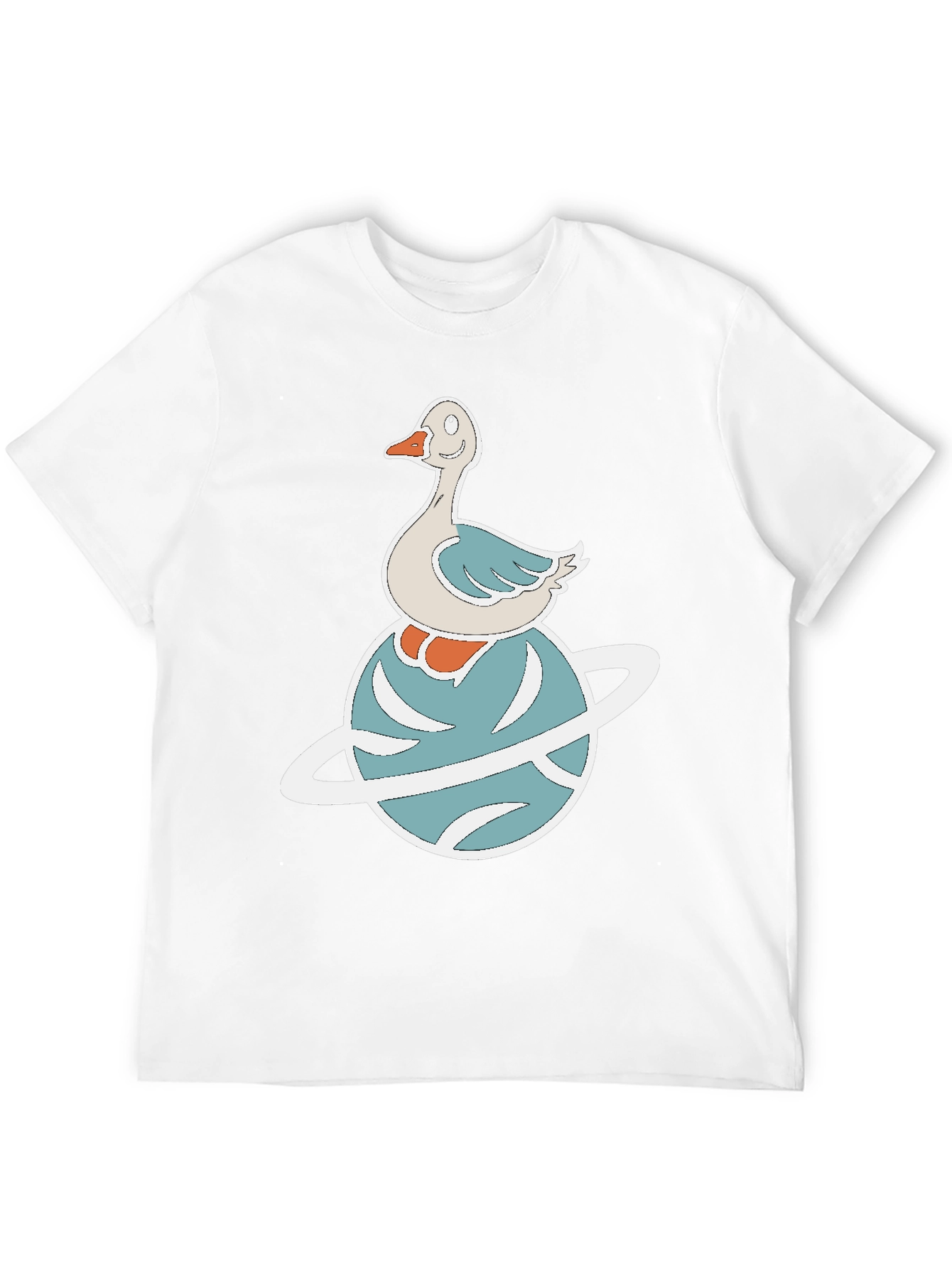 Whimsical Goose on Planet Graphic Tee