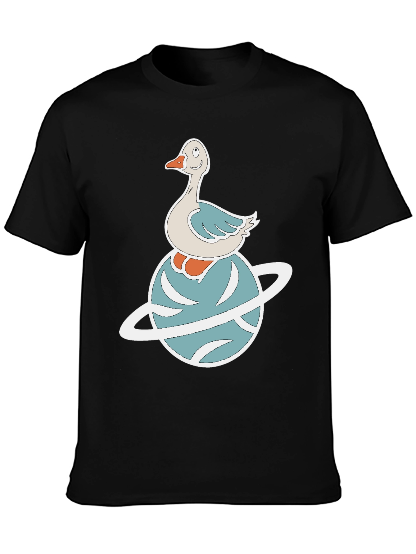 Whimsical Goose on Planet Graphic Tee