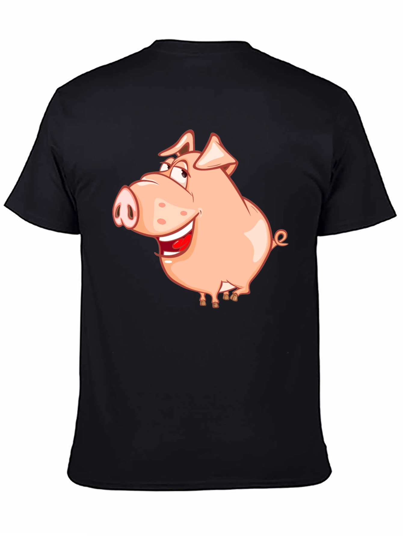 Funny Pig Graphic Black T-Shirt