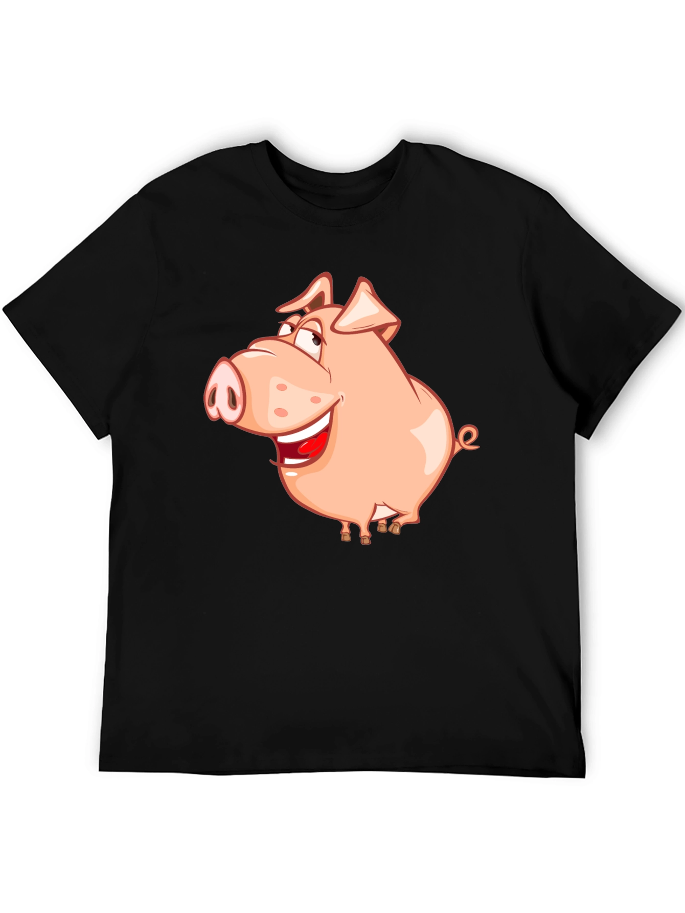 Funny Pig Graphic Black T-Shirt