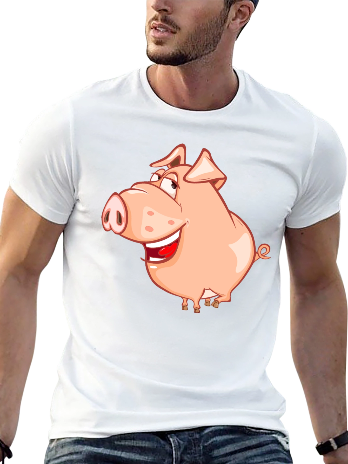Funny Pig Graphic Black T-Shirt