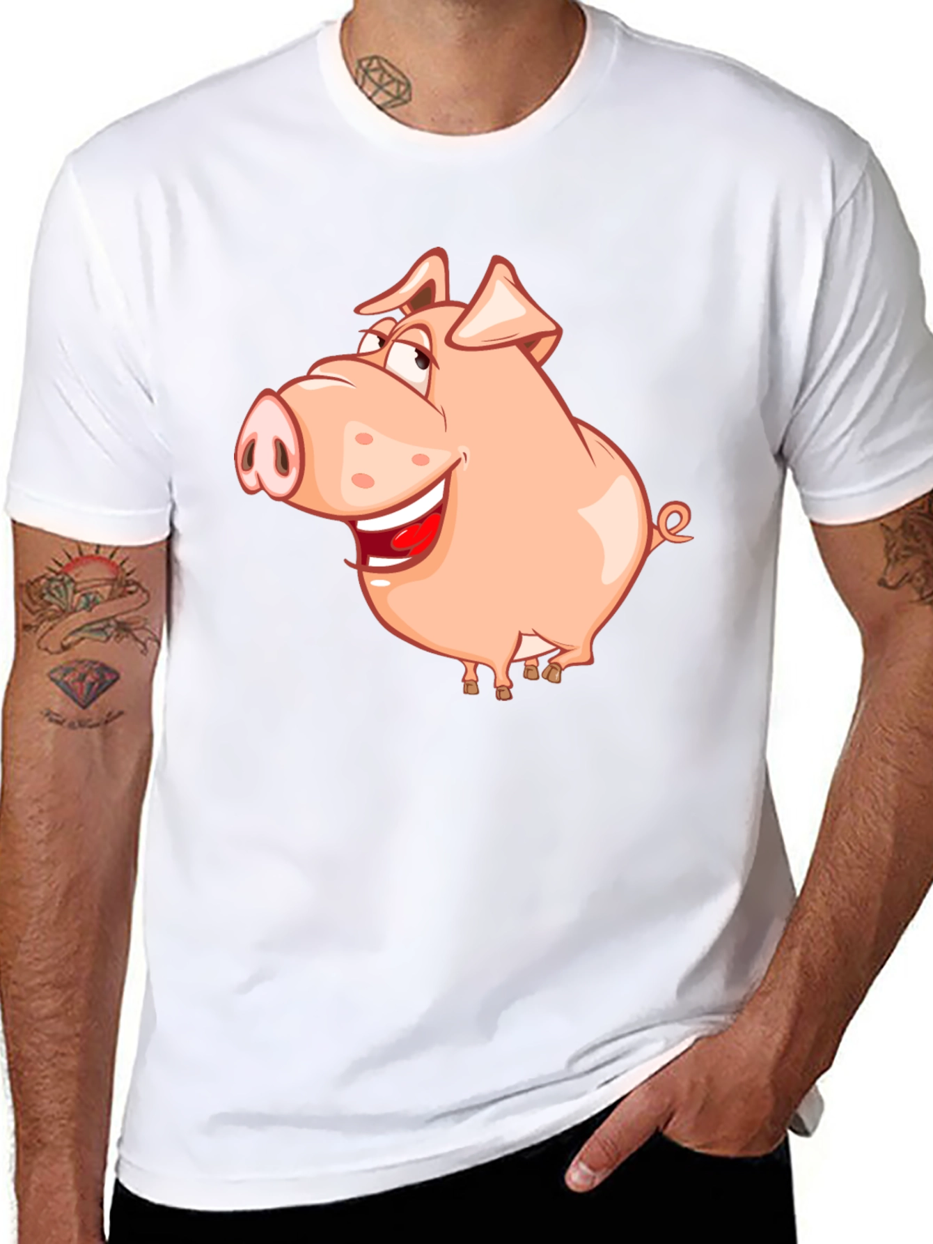 Funny Pig Graphic Black T-Shirt