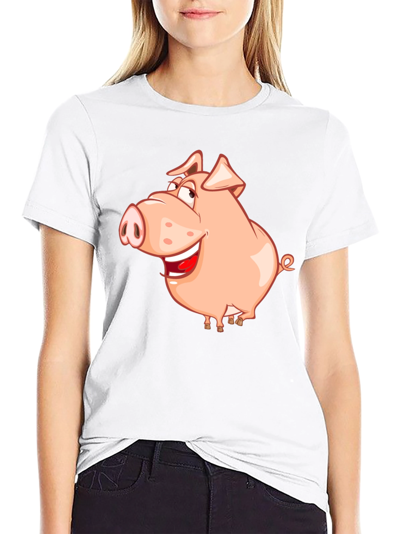 Funny Pig Graphic Black T-Shirt