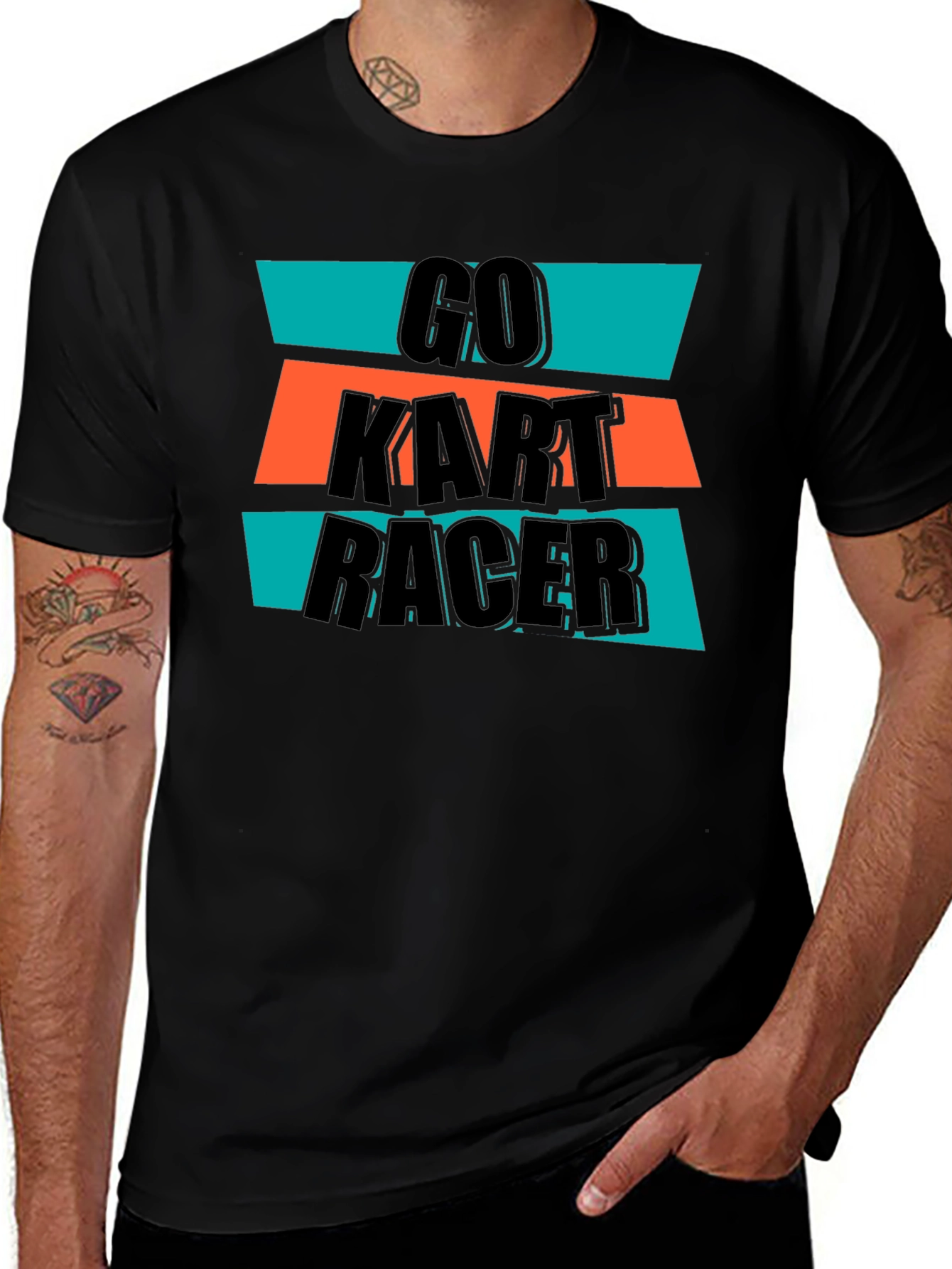 Go Kart Racer Graphic Tee - Black Cotton T-Shirt