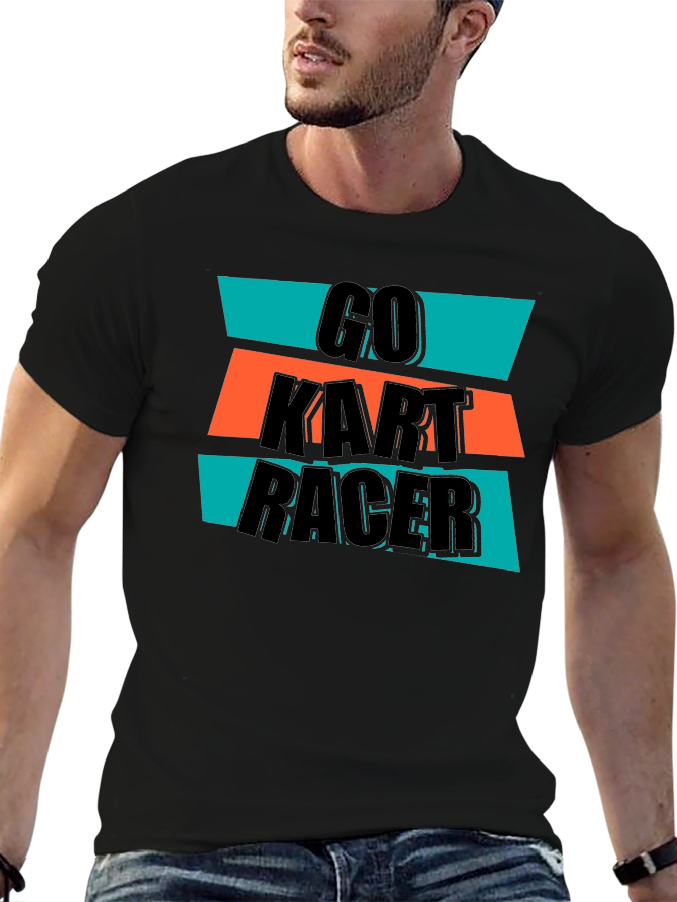 Go Kart Racer Graphic Tee - Black Cotton T-Shirt