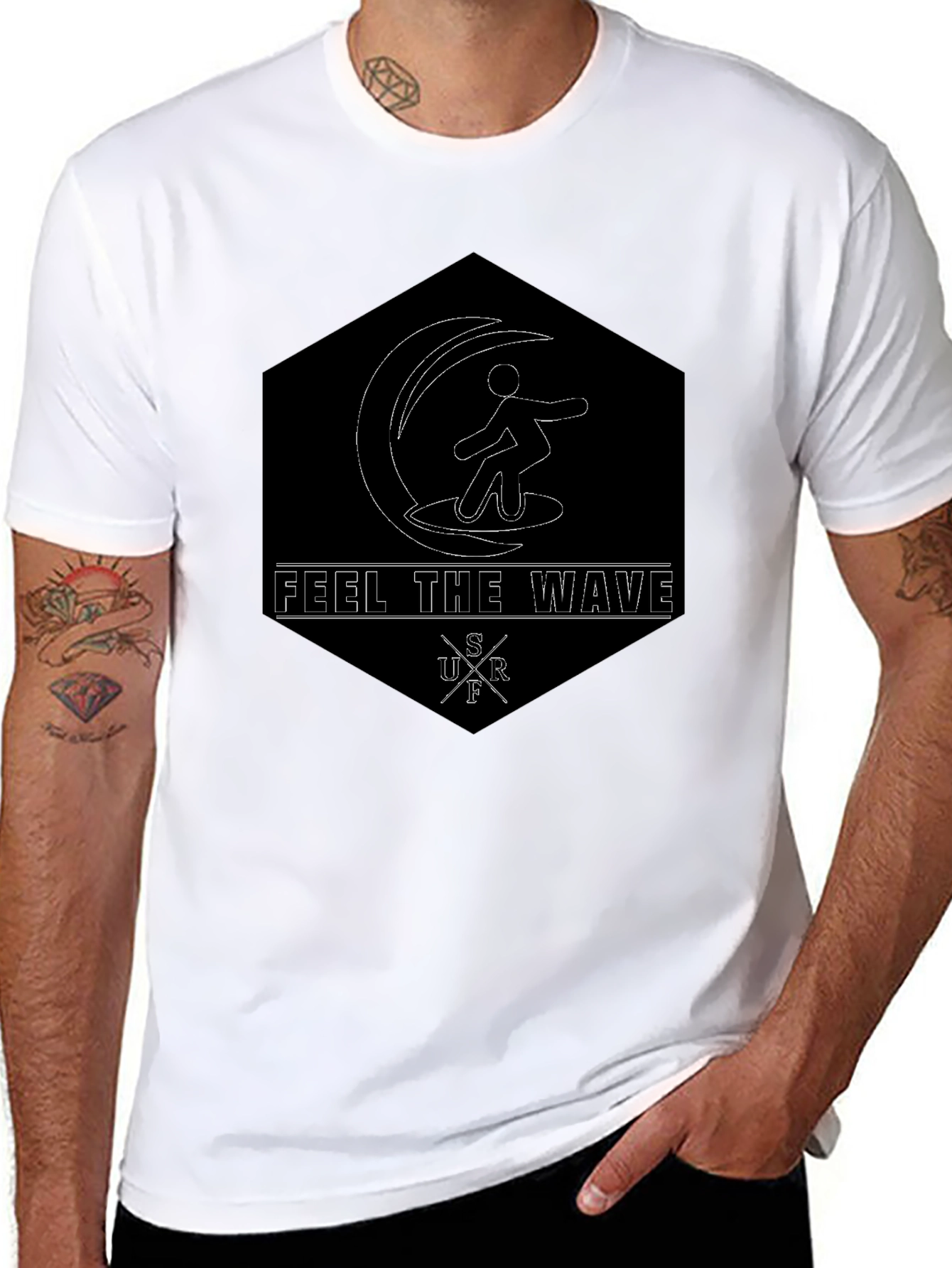 Feel The Wave Graphic Tee - Surfer Style