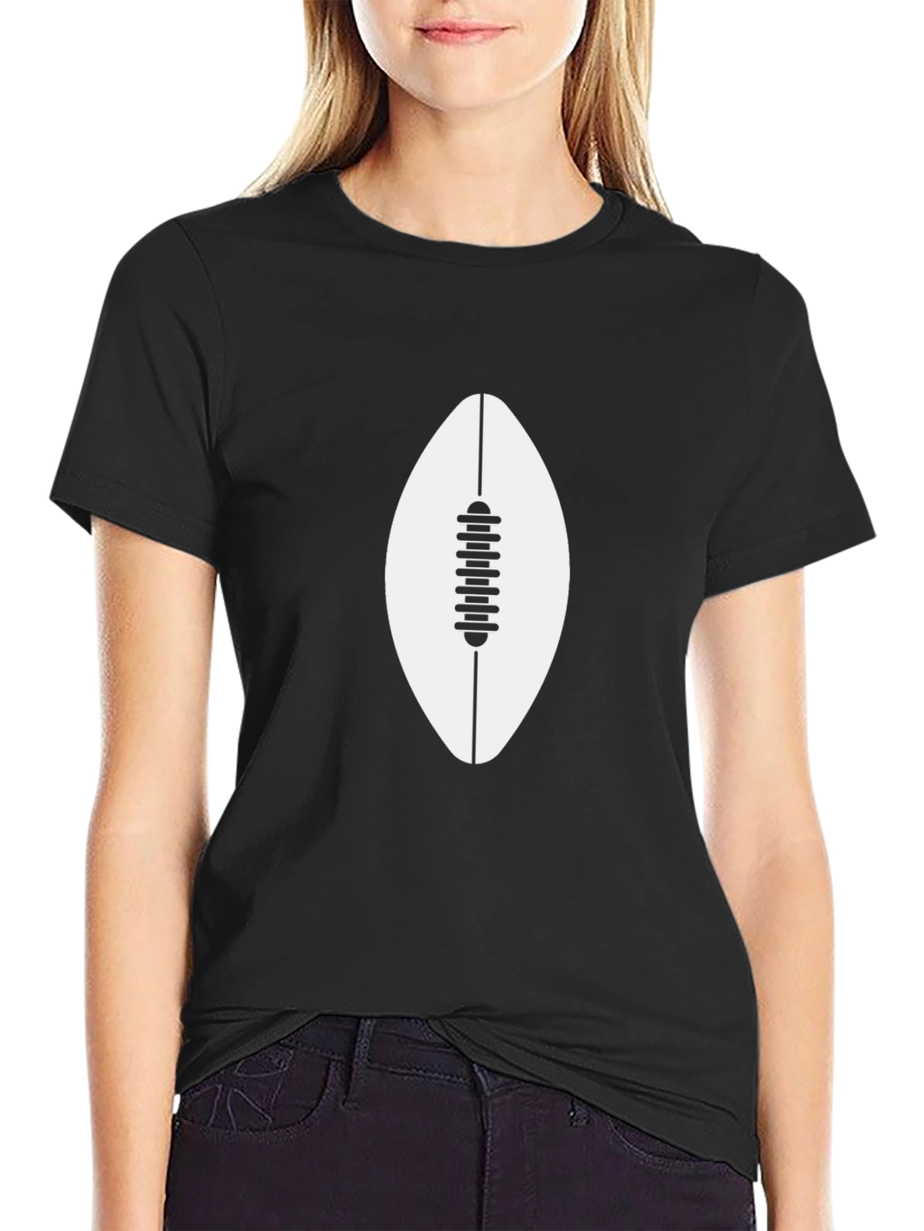 Mens Black T-Shirt with Football Graphic