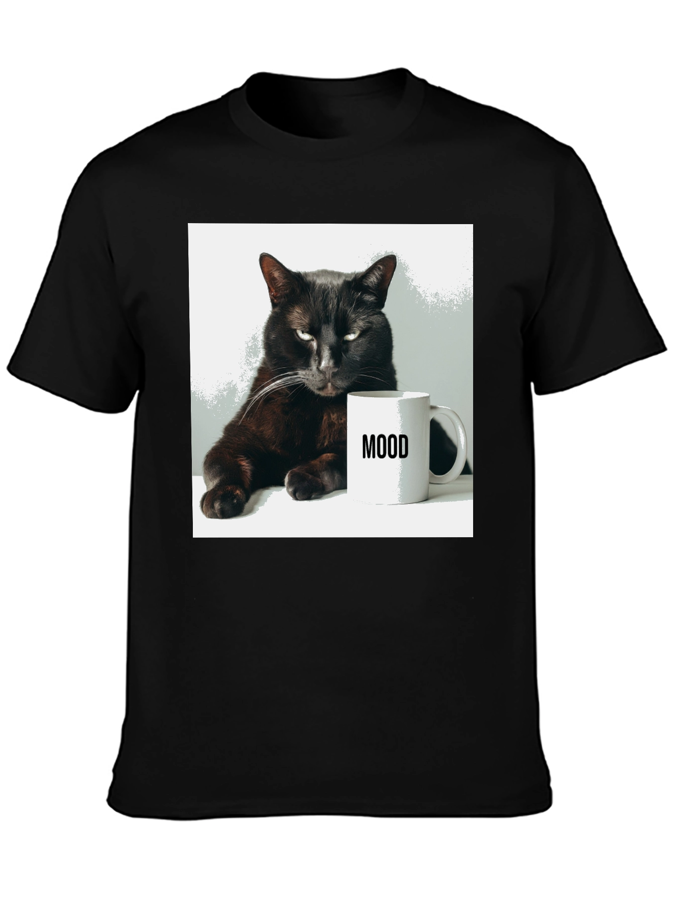 Moody Cat Graphic Tee - Black Unisex T-Shirt