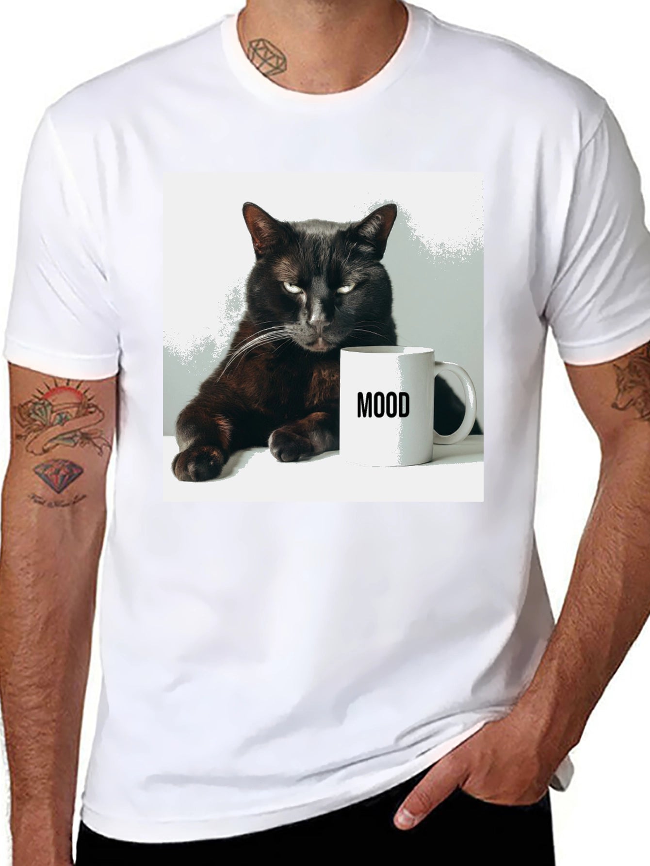 Moody Cat Graphic Tee - Black Unisex T-Shirt