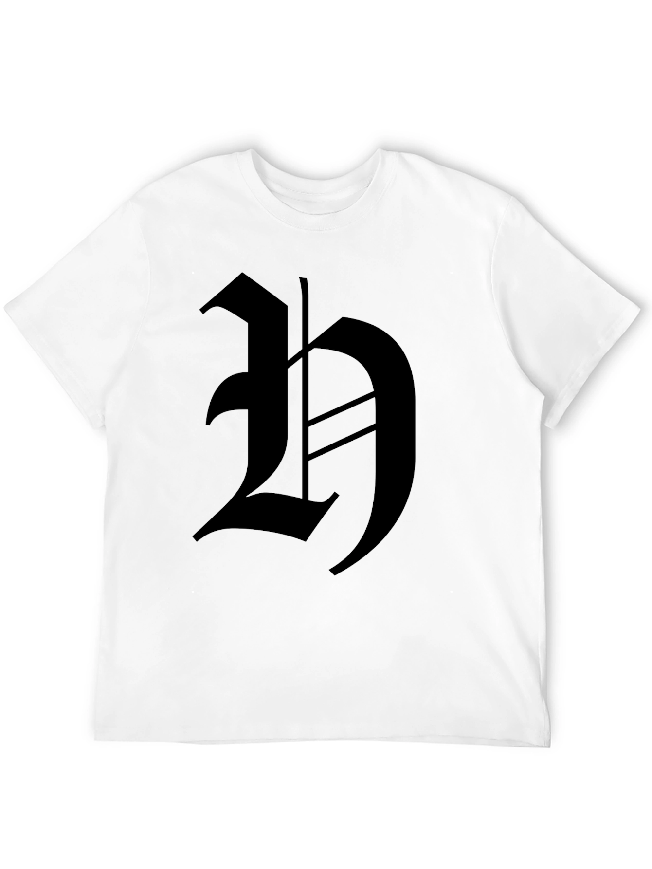 Mens Black T-Shirt with Gothic H Design