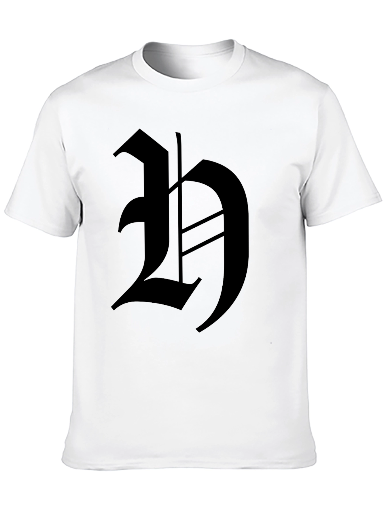 Mens Black T-Shirt with Gothic H Design