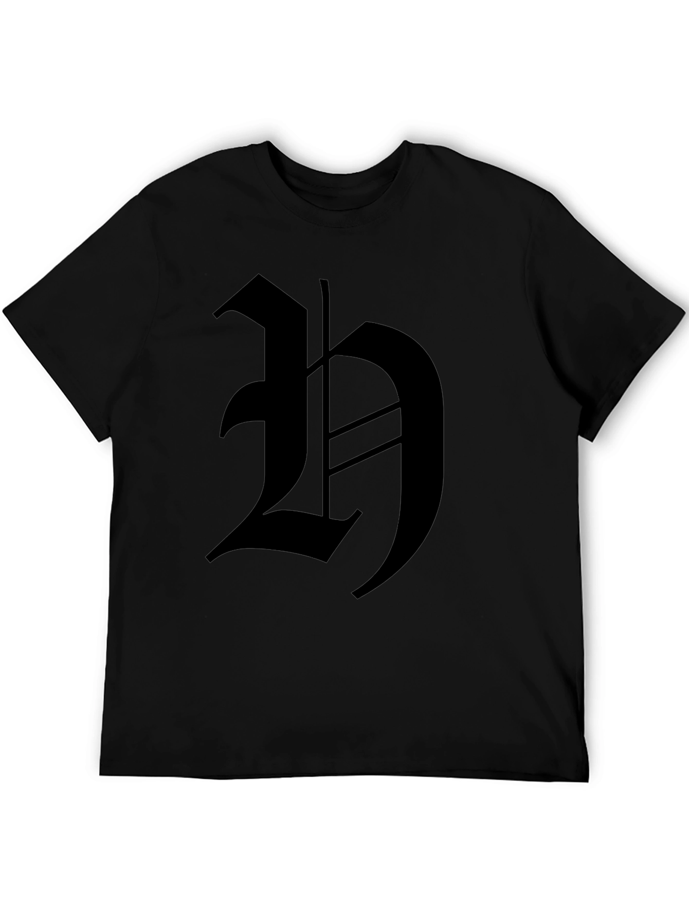 Mens Black T-Shirt with Gothic H Design