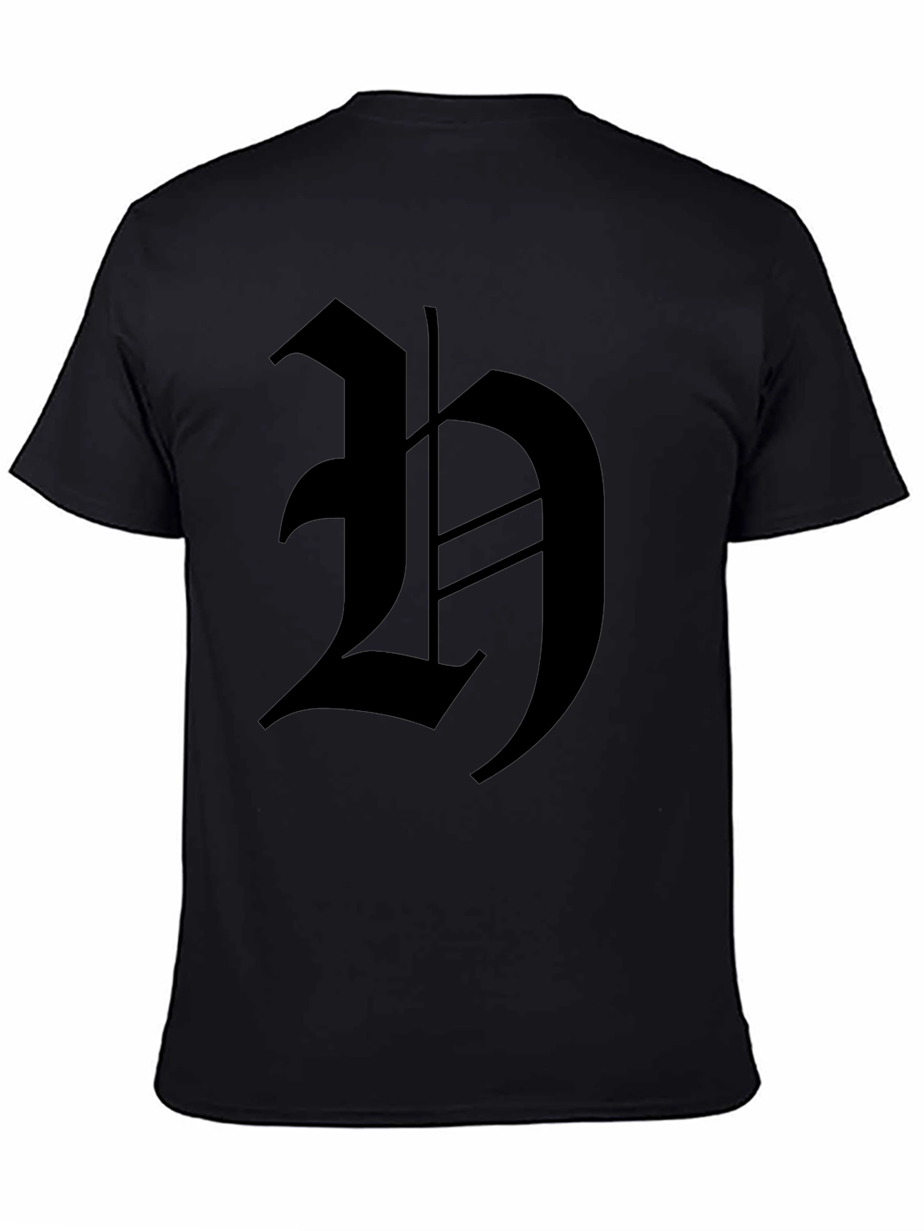 Mens Black T-Shirt with Gothic H Design