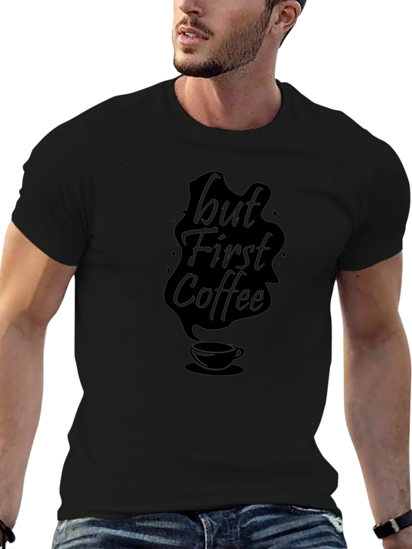 But First Coffee Black Graphic Tee