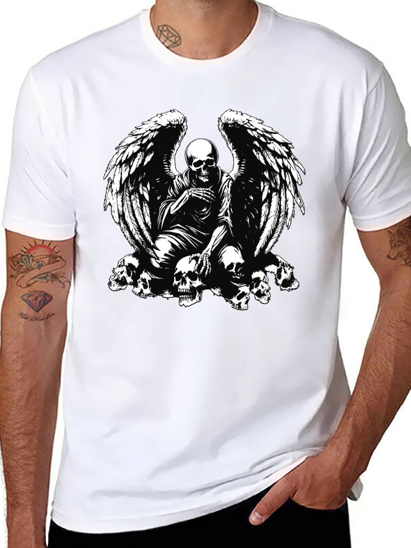 Skull Angel T-Shirt - Edgy Gothic Design