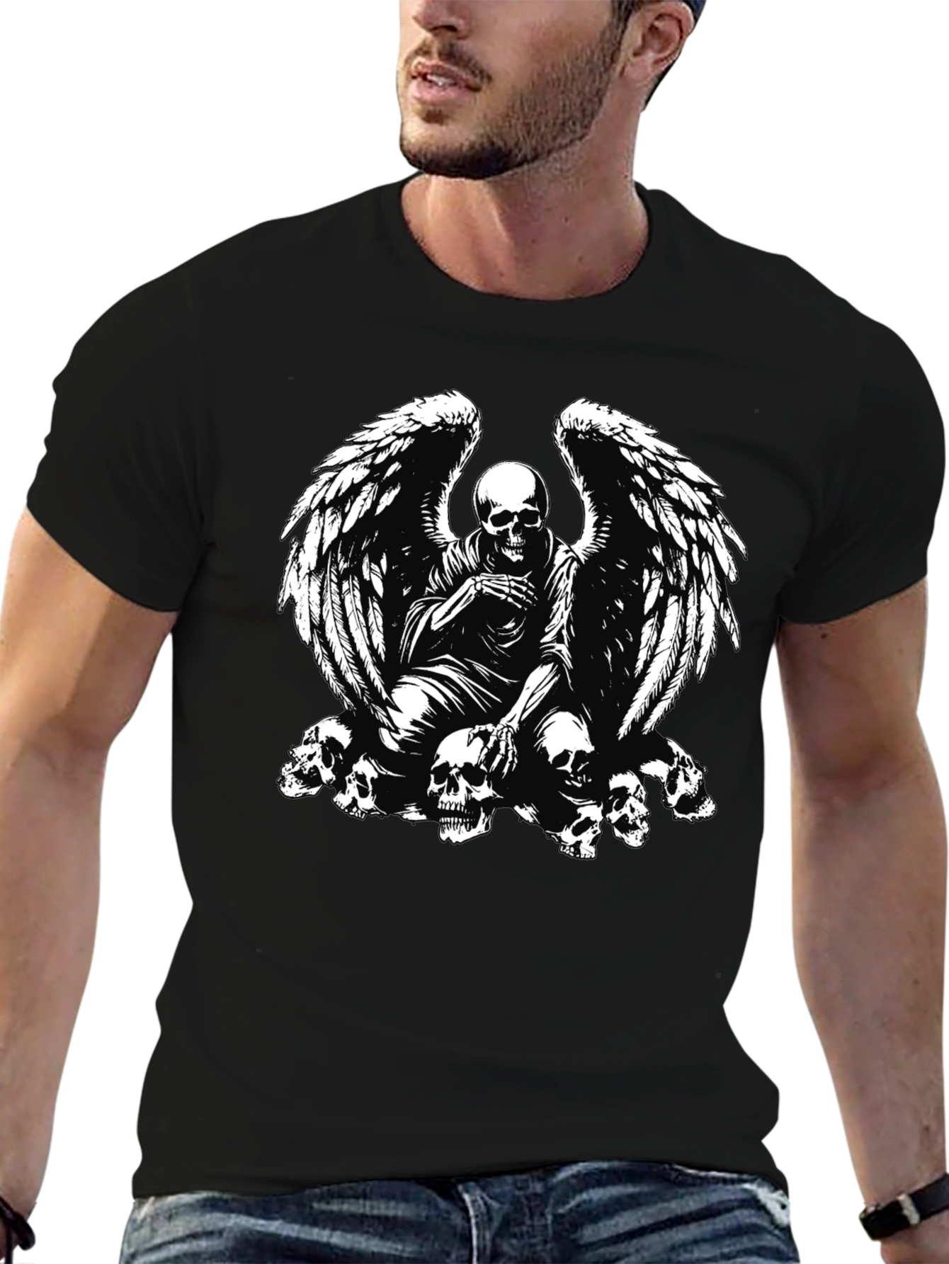Skull Angel T-Shirt - Edgy Gothic Design