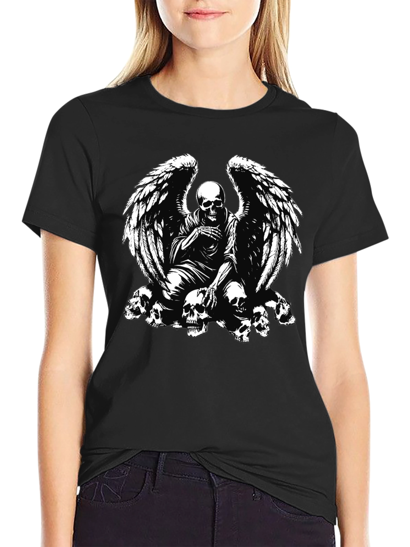 Skull Angel T-Shirt - Edgy Gothic Design