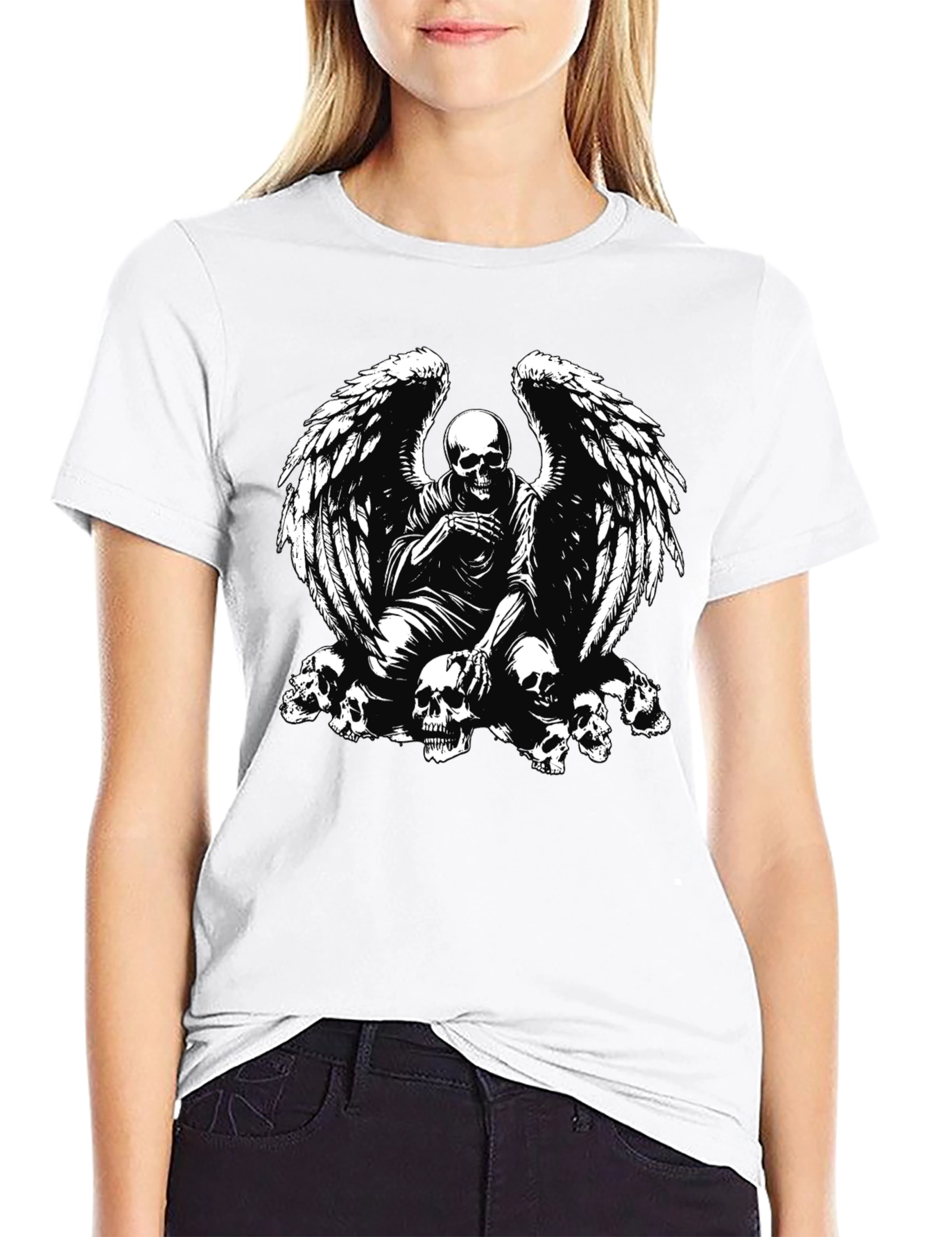 Skull Angel T-Shirt - Edgy Gothic Design