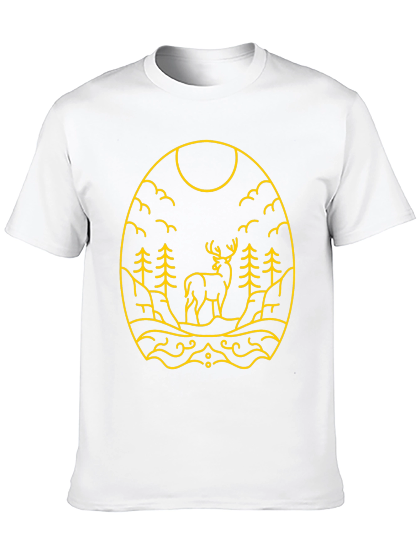 Nature Deer Graphic Tee - Black Cotton