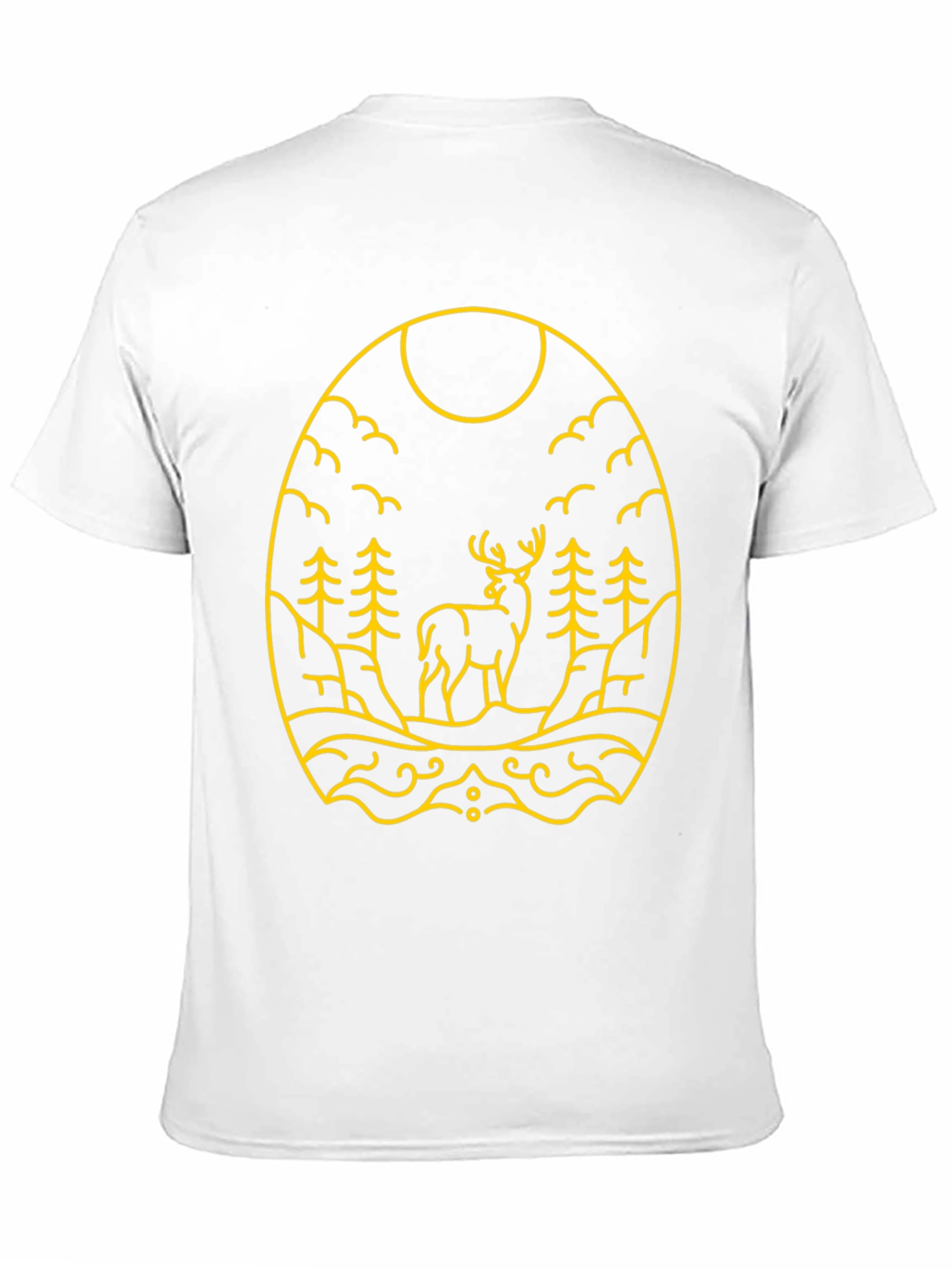Nature Deer Graphic Tee - Black Cotton