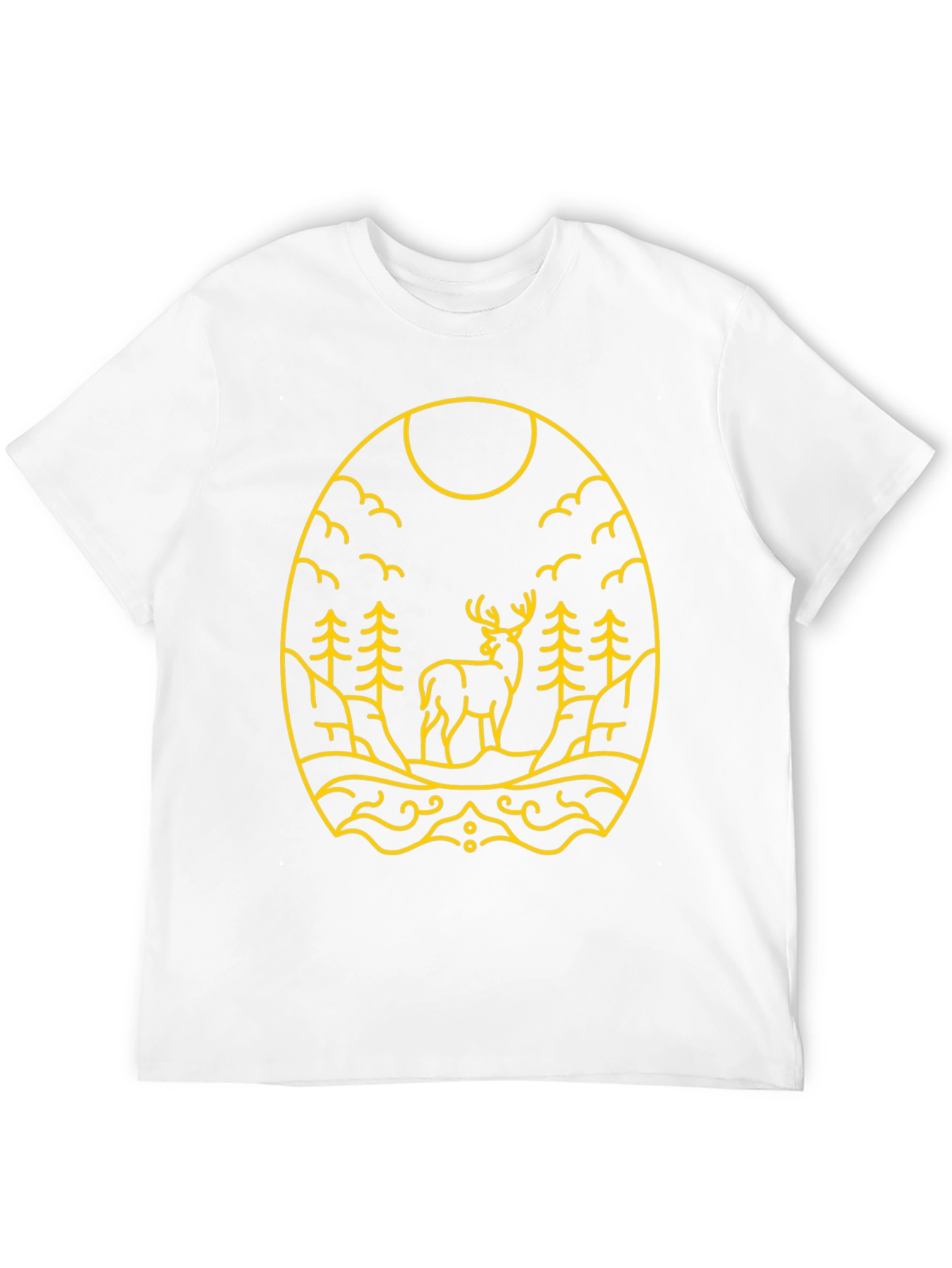 Nature Deer Graphic Tee - Black Cotton