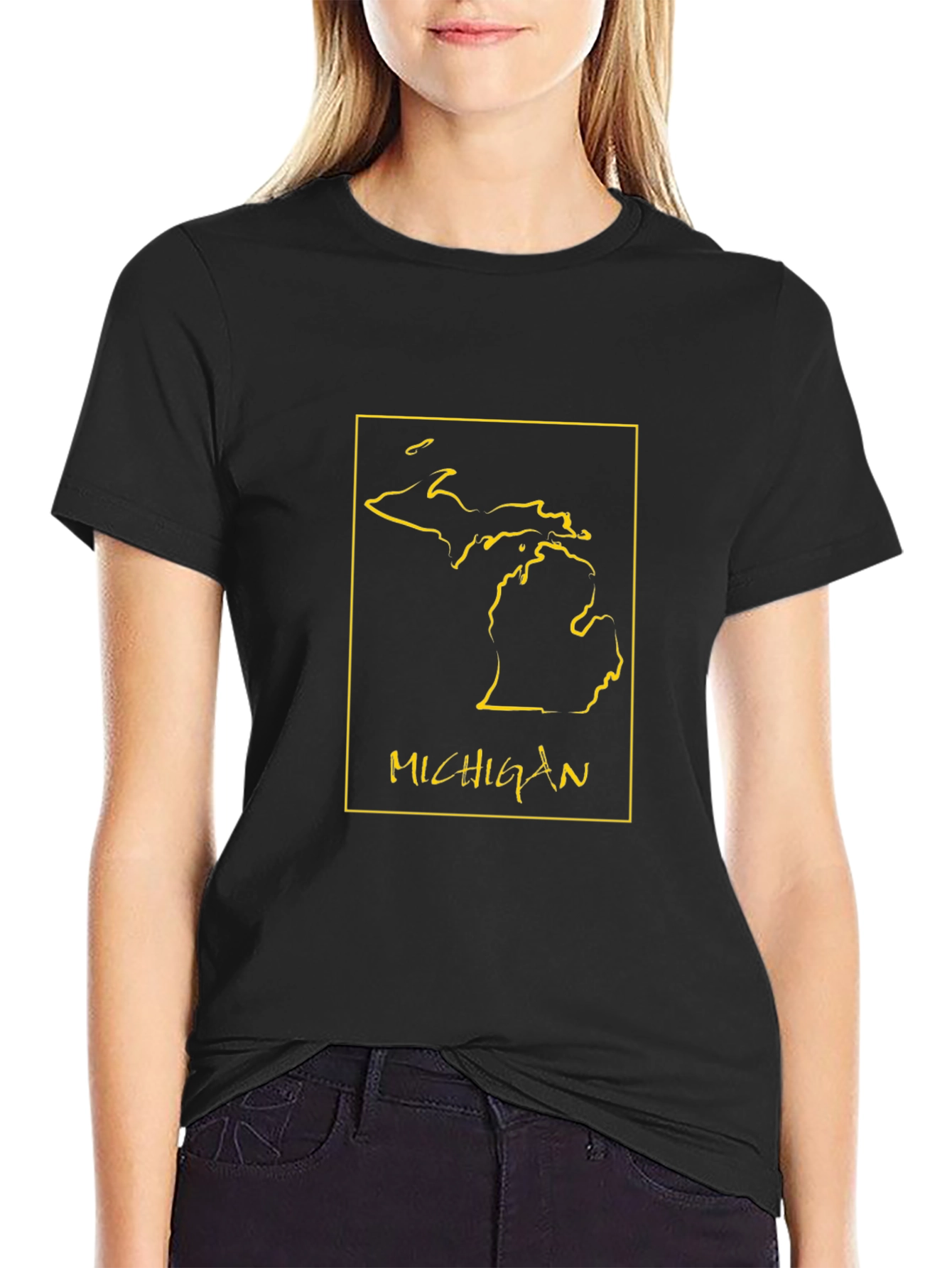 Michigan State Outline Graphic Tee - Black